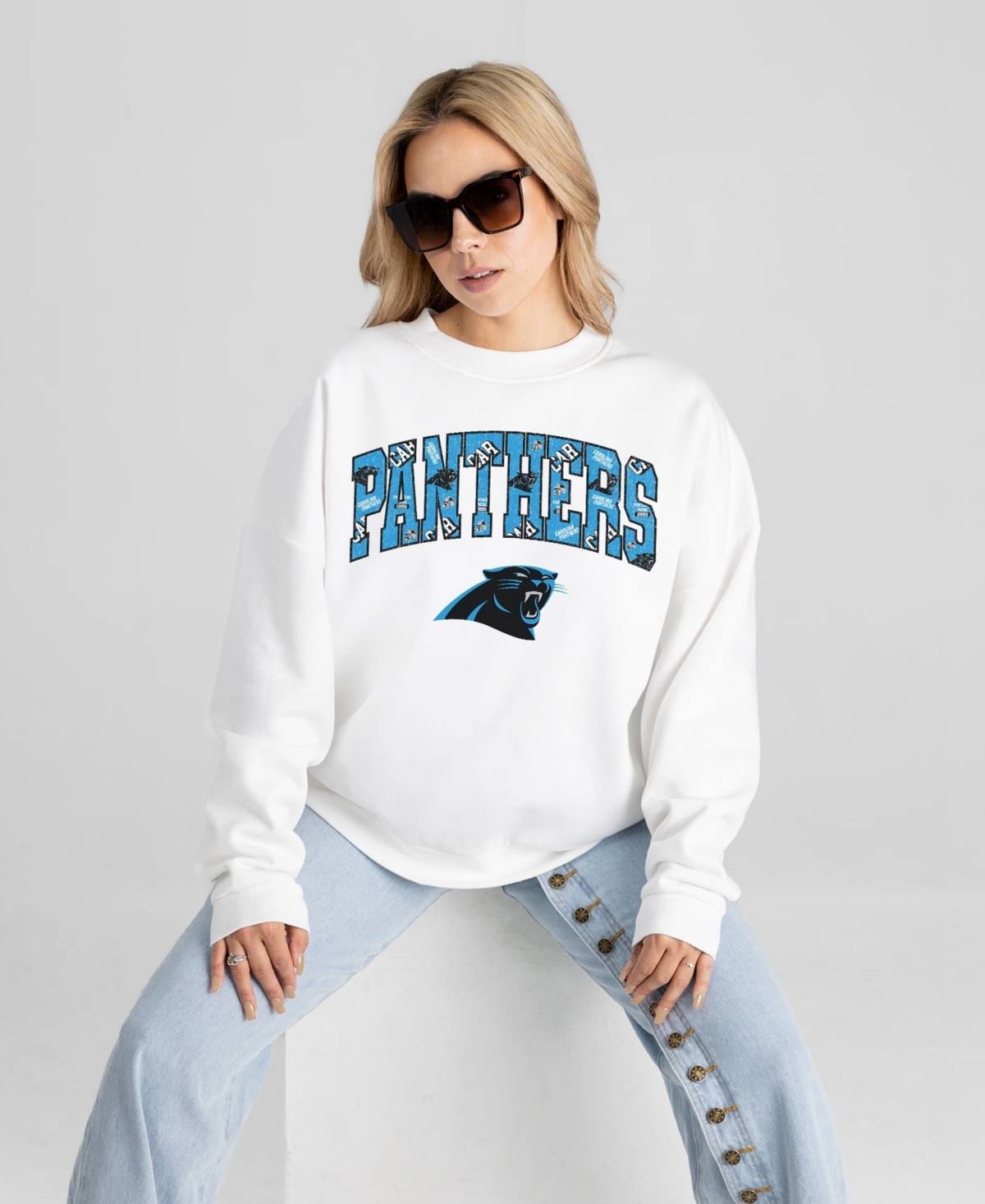 Gameday Couture Women's White Carolina Panthers Sweet Play Oversized Premium Drop Shoulder Sweatshirt - White