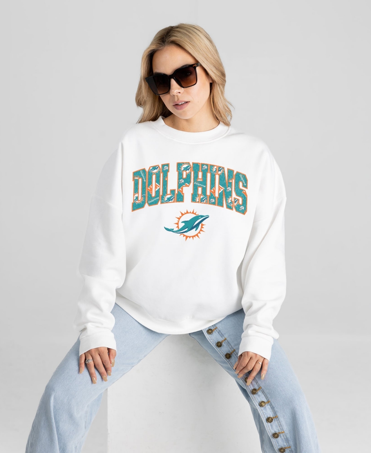 Gameday Couture Women's White Miami Dolphins Sweet Play Oversized Premium Drop Shoulder Sweatshirt - White