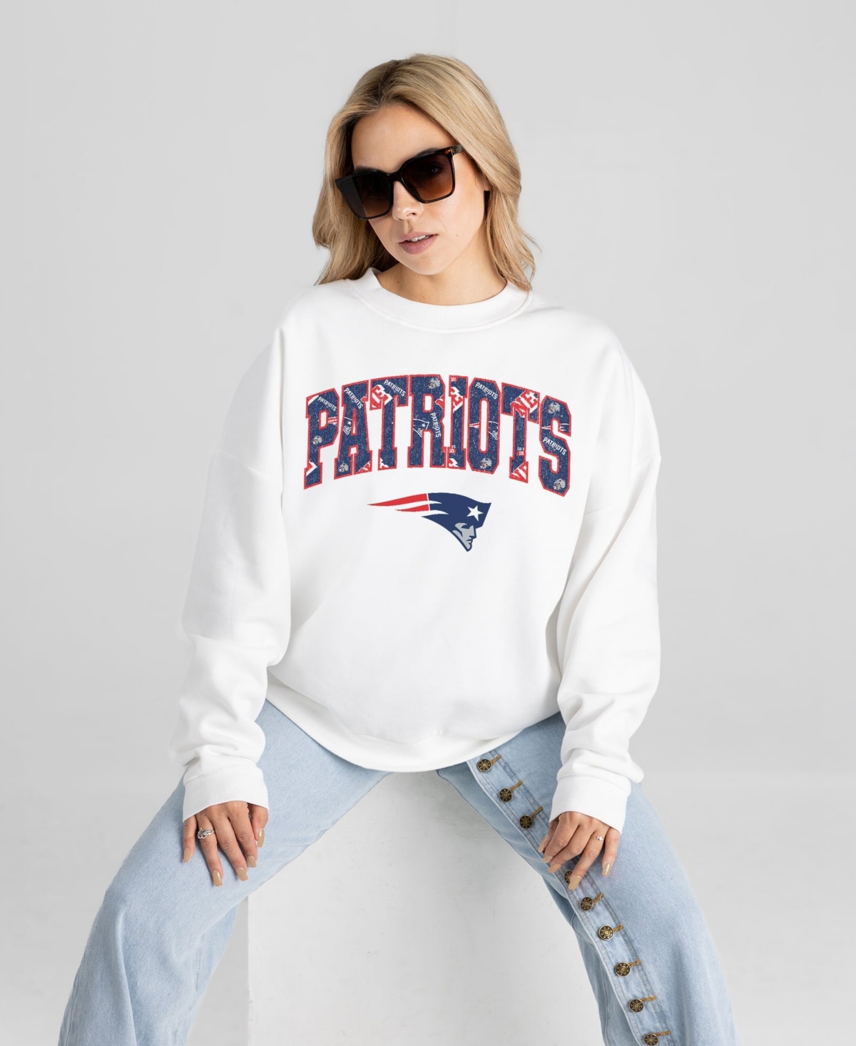 Gameday Couture Women's White New England Patriots Sweet Play Oversized Premium Drop Shoulder Sweatshirt - White