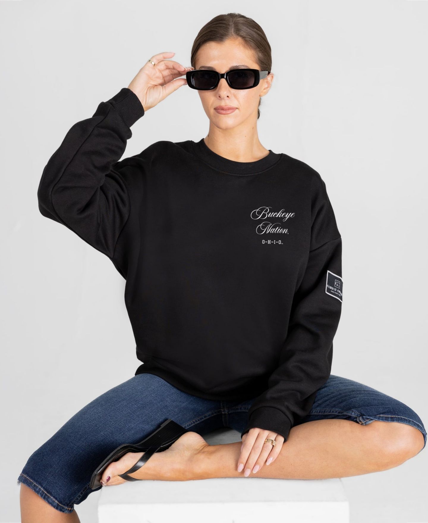 Женская толстовка Gameday Couture Black Ohio State Buckeyes Classic Charm Black Label Premium Drop Shoulder — фото 2