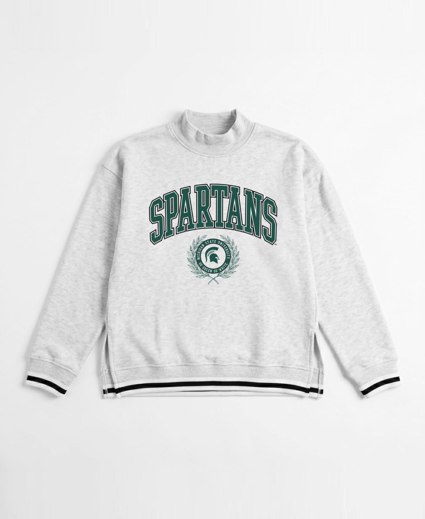 Женская толстовка Gameday Couture Ash Michigan State Spartans Rally Point Contrast Stripe Mock Neck — фото 4