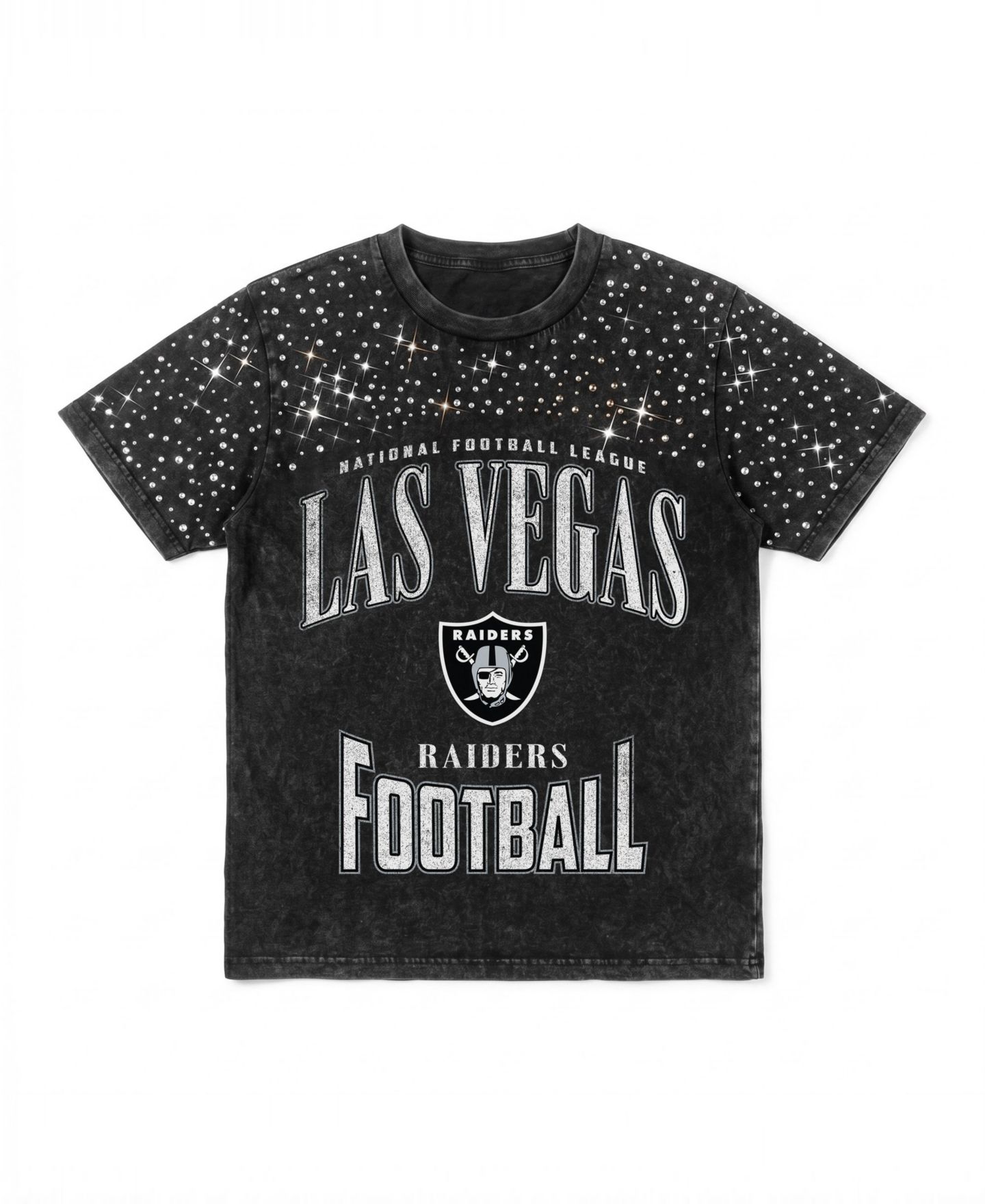 Женская футболка Gameday Couture Black Las Vegas Raiders In the Zone Washed Micro Rhinestone — фото 6