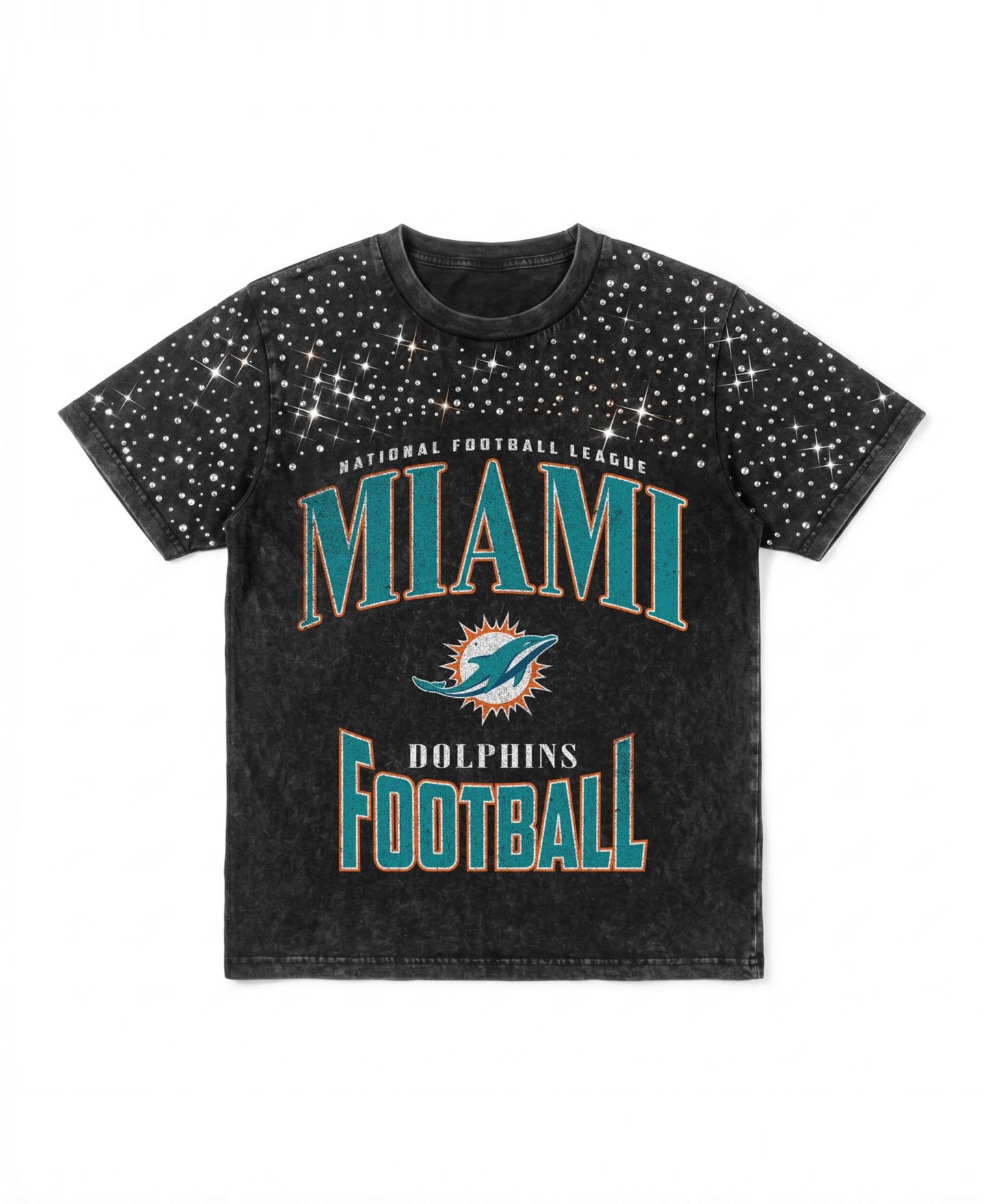 Женская футболка Gameday Couture Black Miami Dolphins In the Zone Washed Micro Rhinestone — фото 6