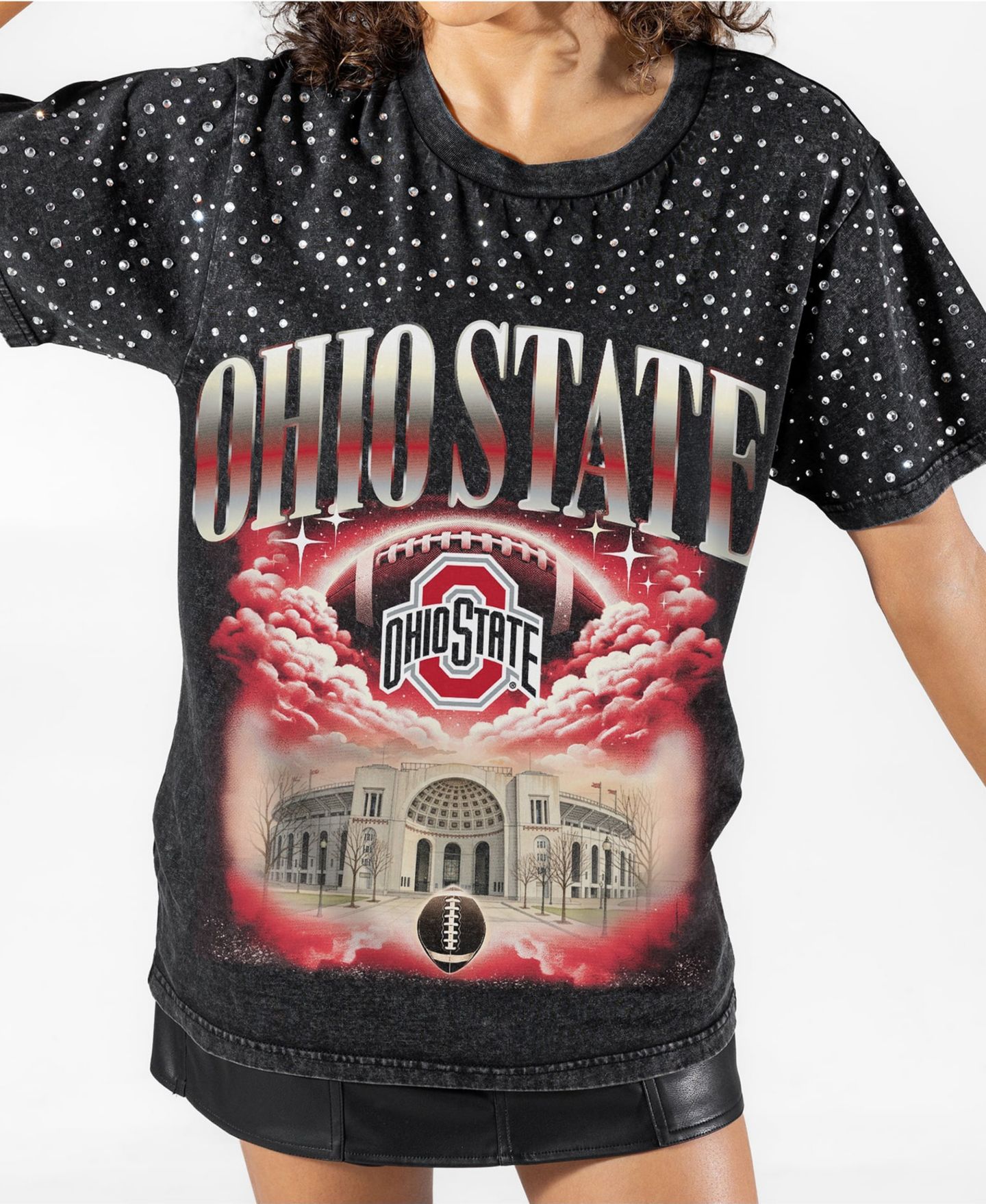 Женская футболка Gameday Couture Black Ohio State Buckeyes Dream Big Washed Micro Rhinestone — фото 3