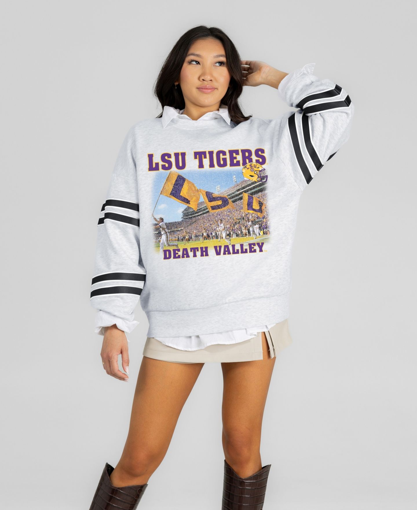 Женская толстовка Gameday Couture Ash LSU Tigers Off the Grid Oversized Fleece — фото 5
