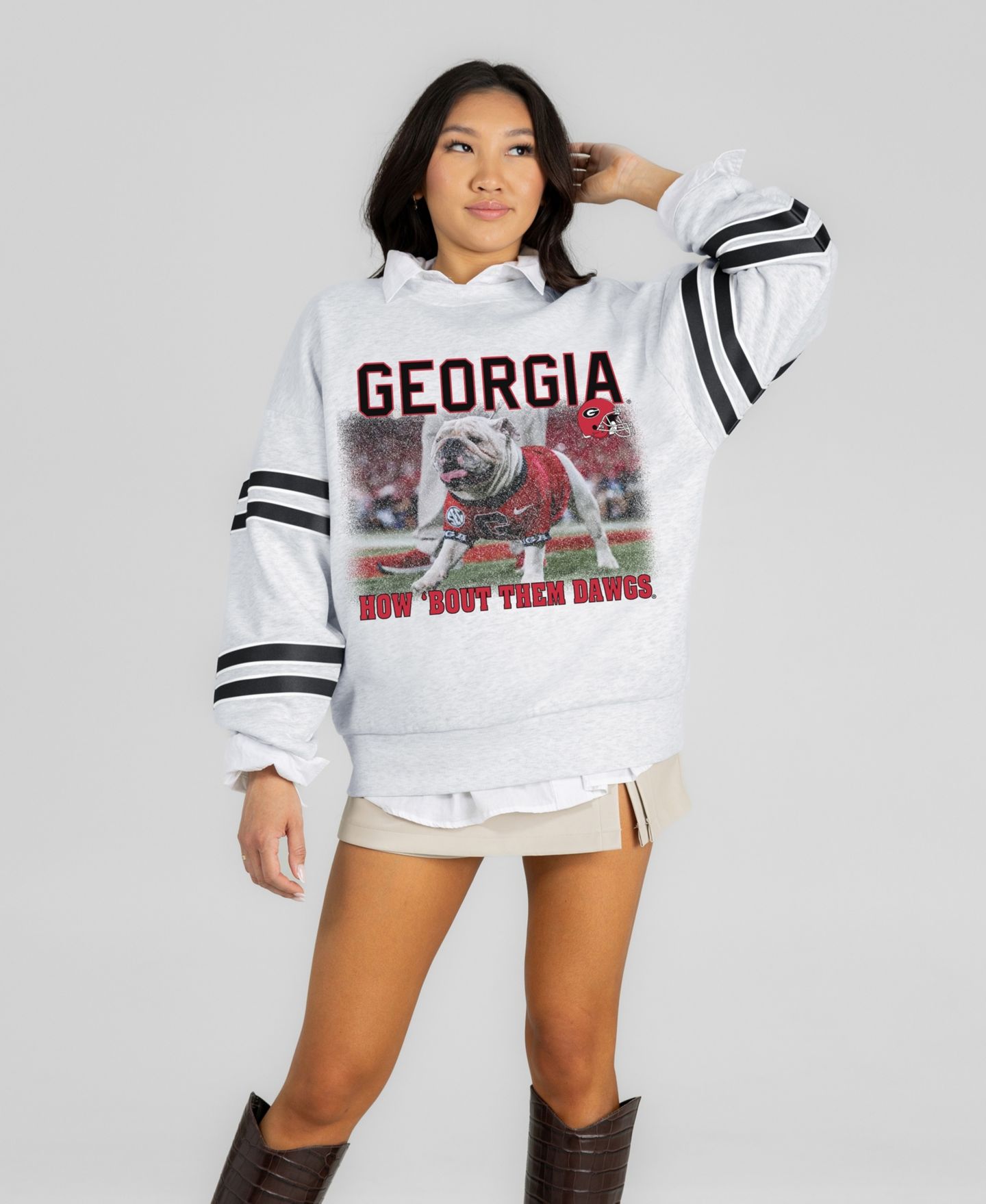 Женская толстовка Gameday Couture Ash Georgia Bulldogs Off the Grid Oversized Fleece — фото 5