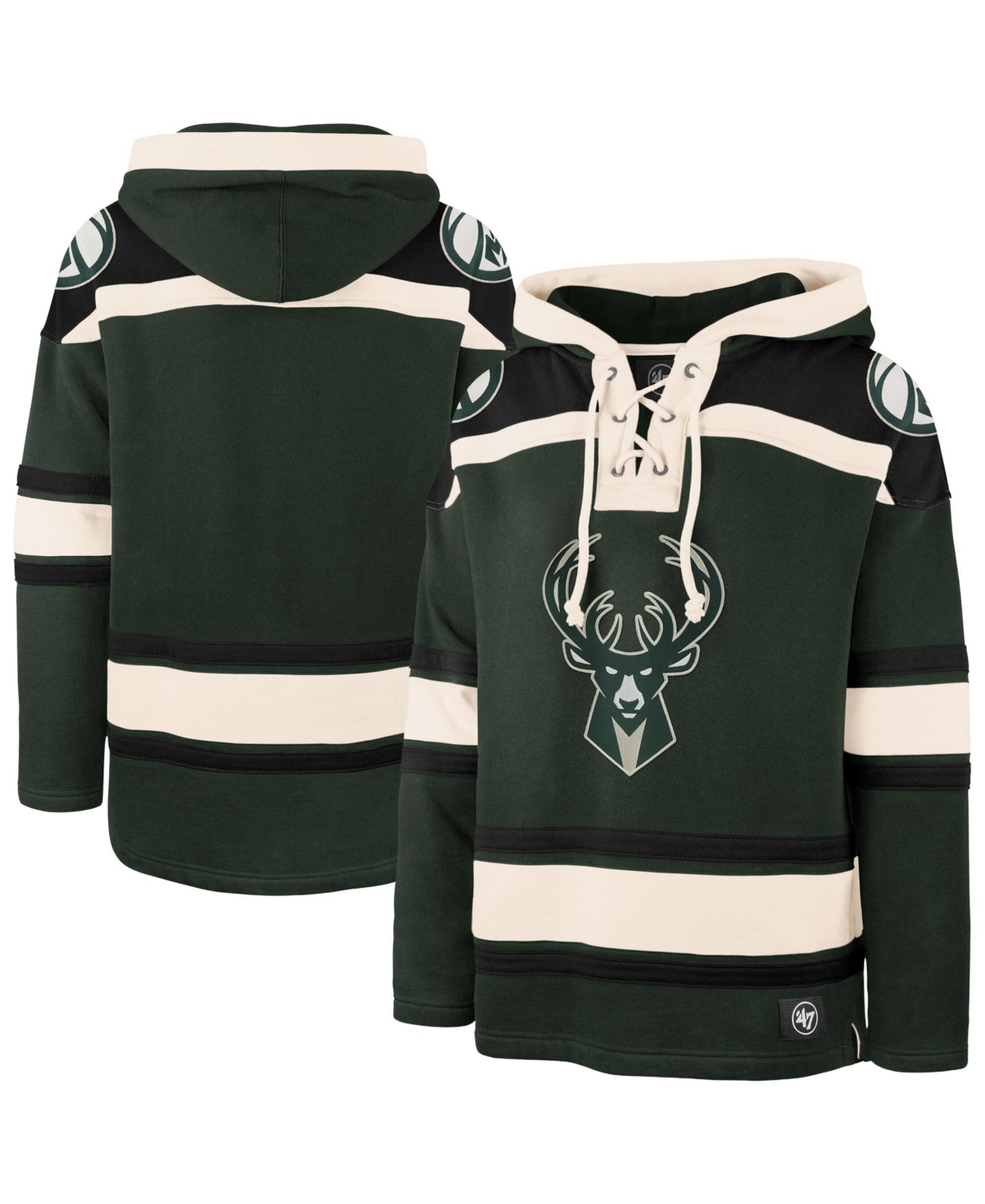 '47 Brand Men's Hunter Green Milwaukee Bucks Superior Lacer Hoodie - Hunter Green