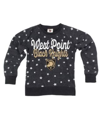 Big Girls' Black Army Black Knights Shimmer Star Reverse Fleece Sweatshirt