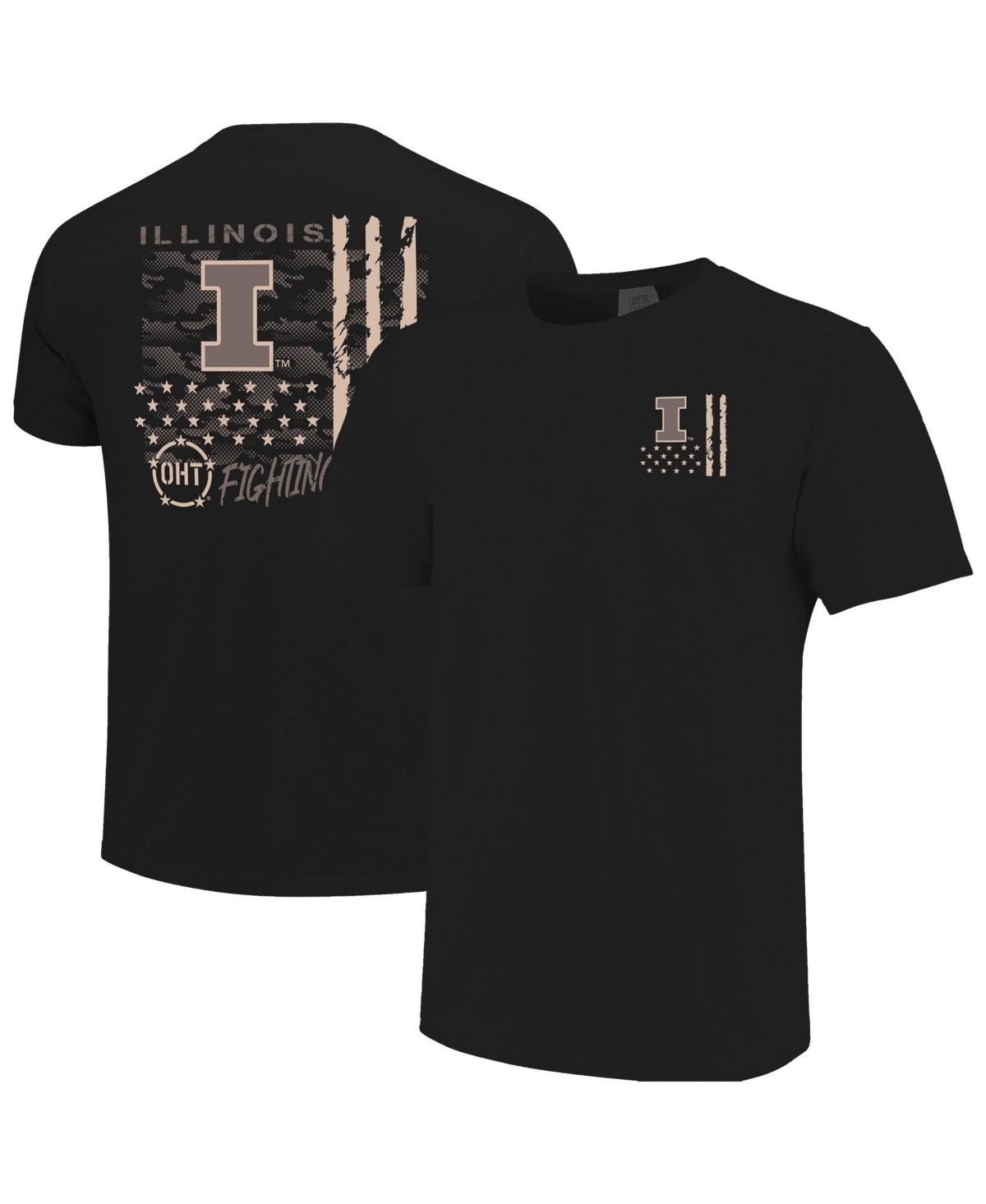 Image One Men's Black Illinois Fighting Illini Comfort Colors Oht Camo Overlay T-Shirt - Black