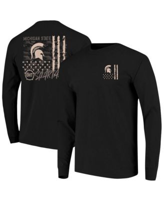 Men's Black Michigan State Spartans OHT Camo Overlay Comfort Colors Long-Sleeve T-Shirt
