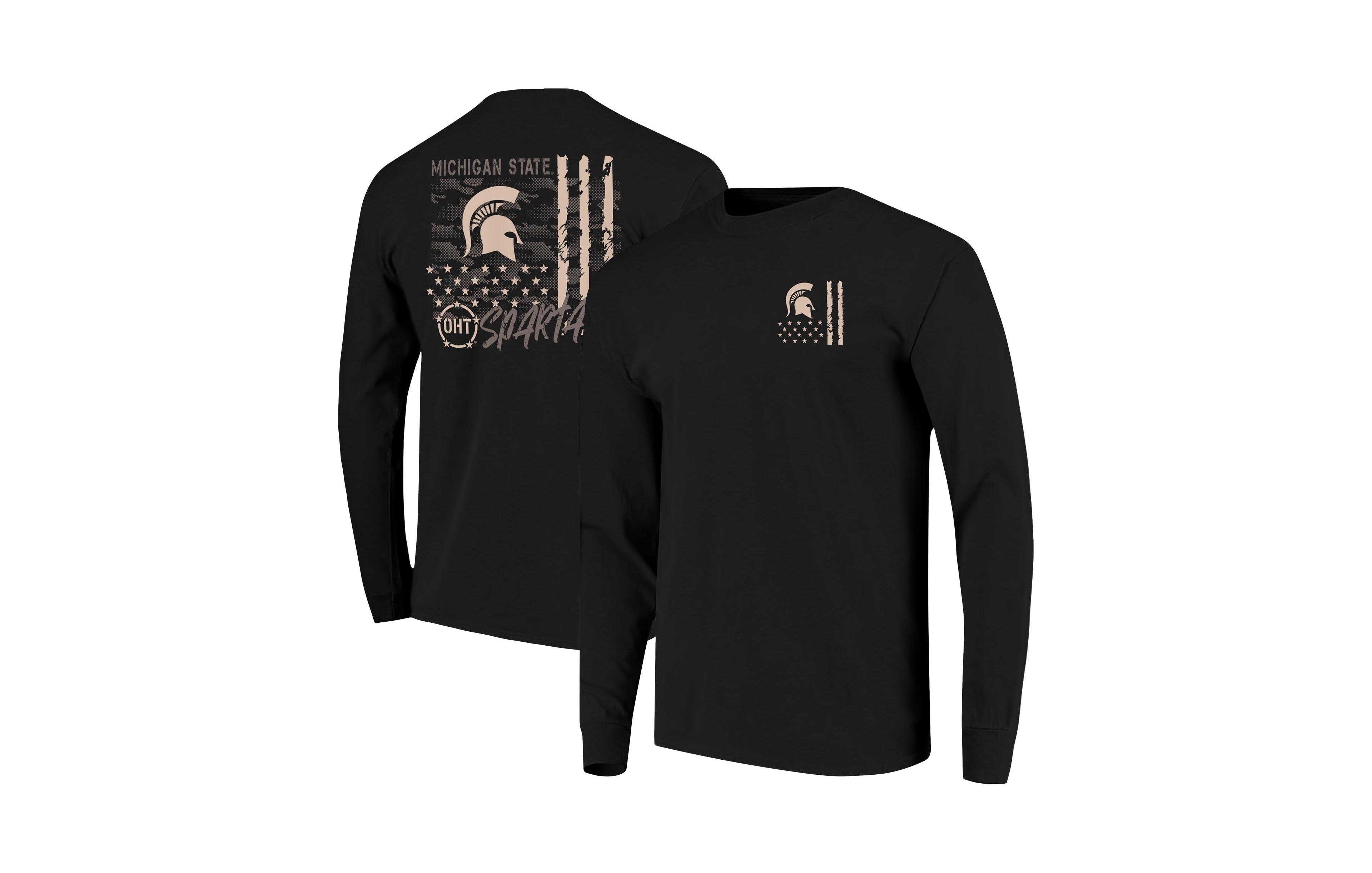 Image One Men's Black Michigan State Spartans Oht Camo Overlay Comfort Colors Long-Sleeve T-Shirt