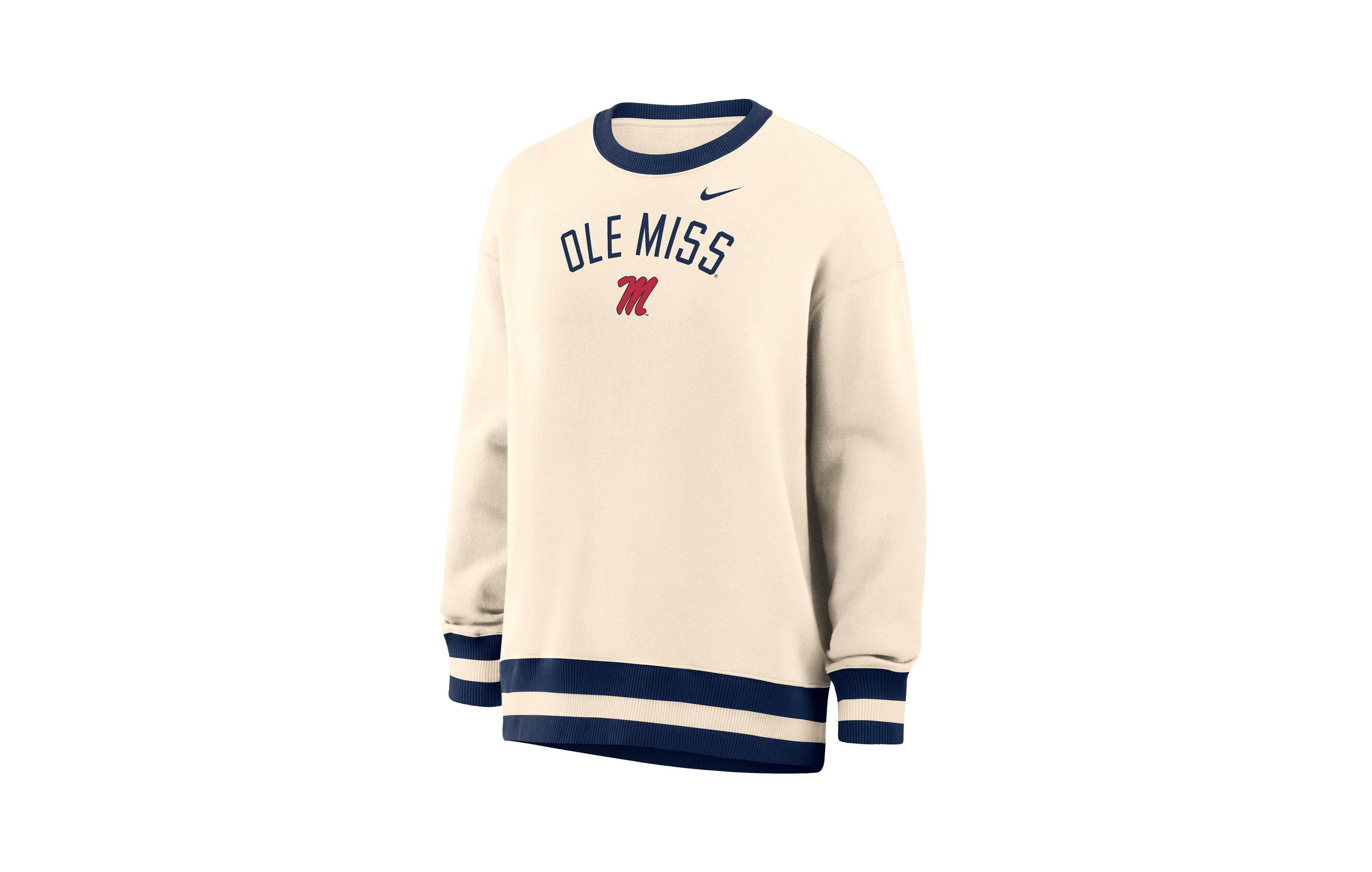 Nike Women's Natural Ole Miss Rebels Oversized Phoenix Fleece Sweatshirt