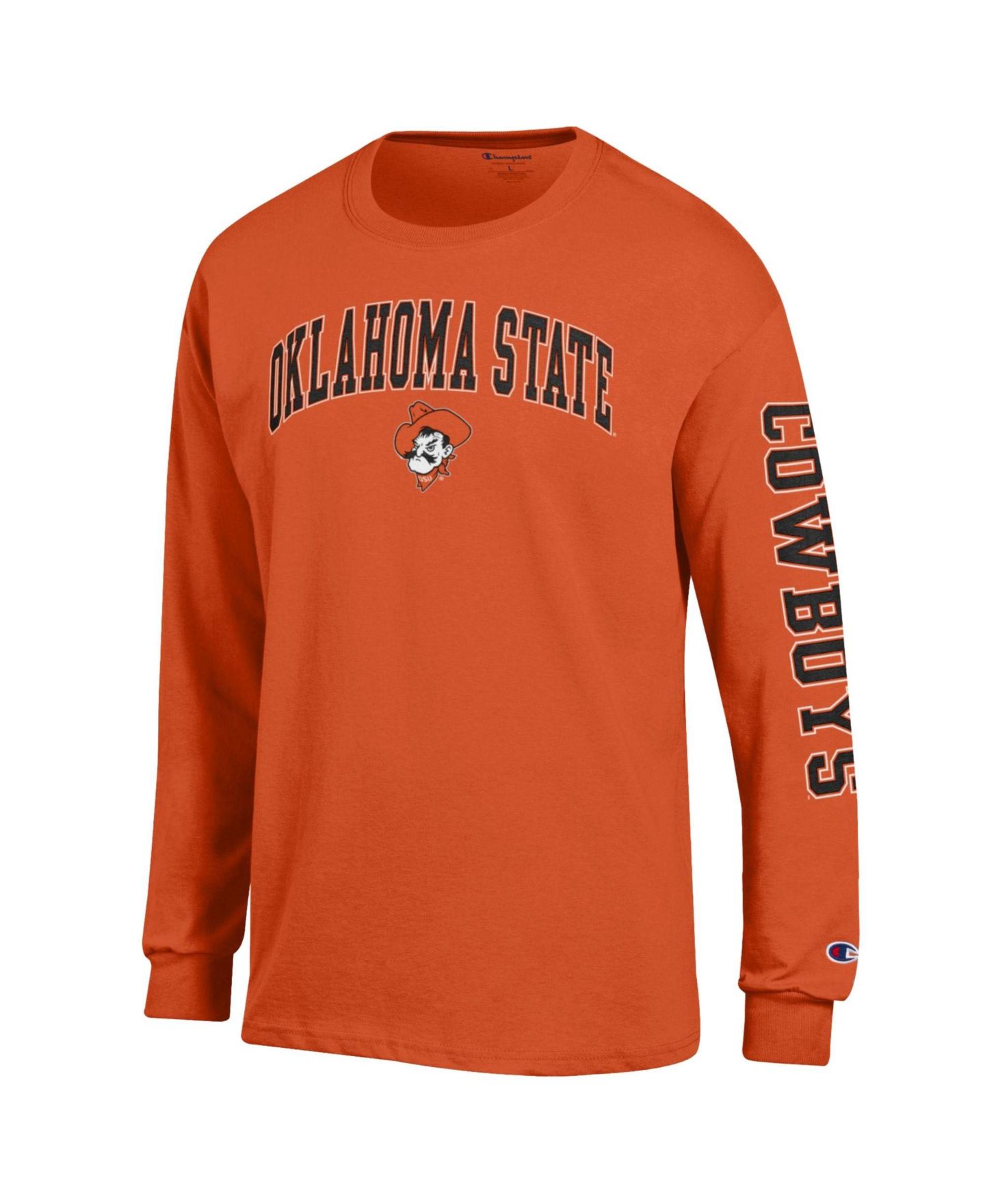 Мужская футболка Champion Orange Oklahoma State Cowboys Arch Over Logo 2-Hit Long-Sleeve — фото 2