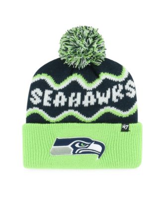 Preschool College Navy Seattle Seahawks Squiggle Script Cuffed Knit Hat