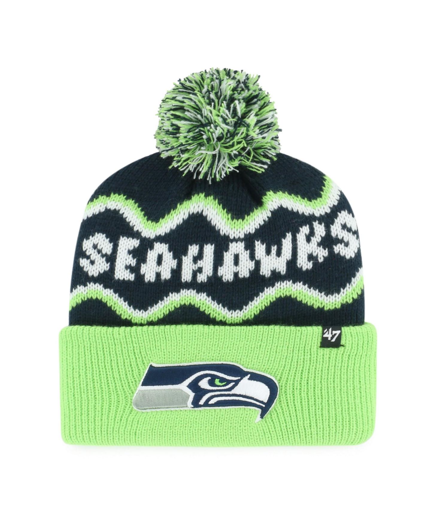 Женская шапка '47 Brand Preschool College Navy Seattle Seahawks Squiggle Script Cuffed Knit Hat — фото 1