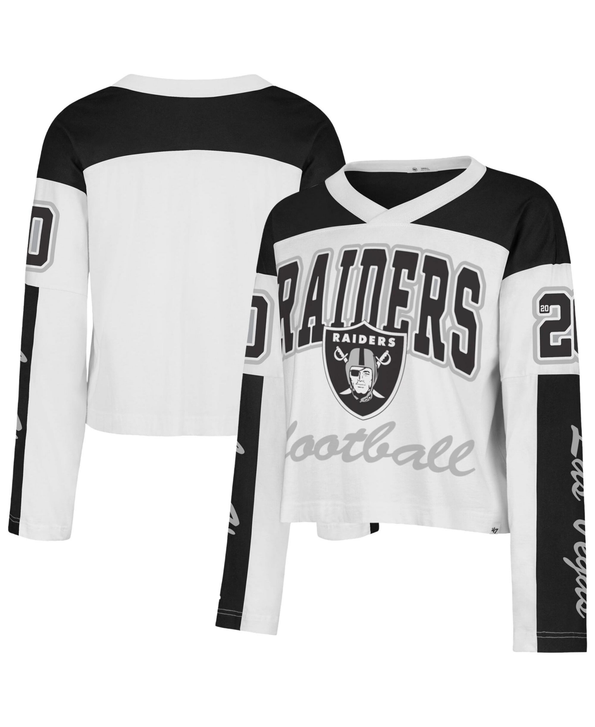 '47 Brand Women's White Las Vegas Raiders Exclamation Metro V-Neck Long-Sleeve Jersey - White