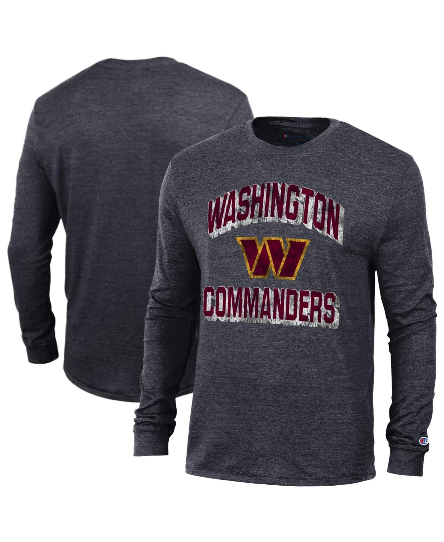 Мужская футболка Champion Black Washington Commanders Ultimate Tri-Blend Long-Sleeve — фото 1