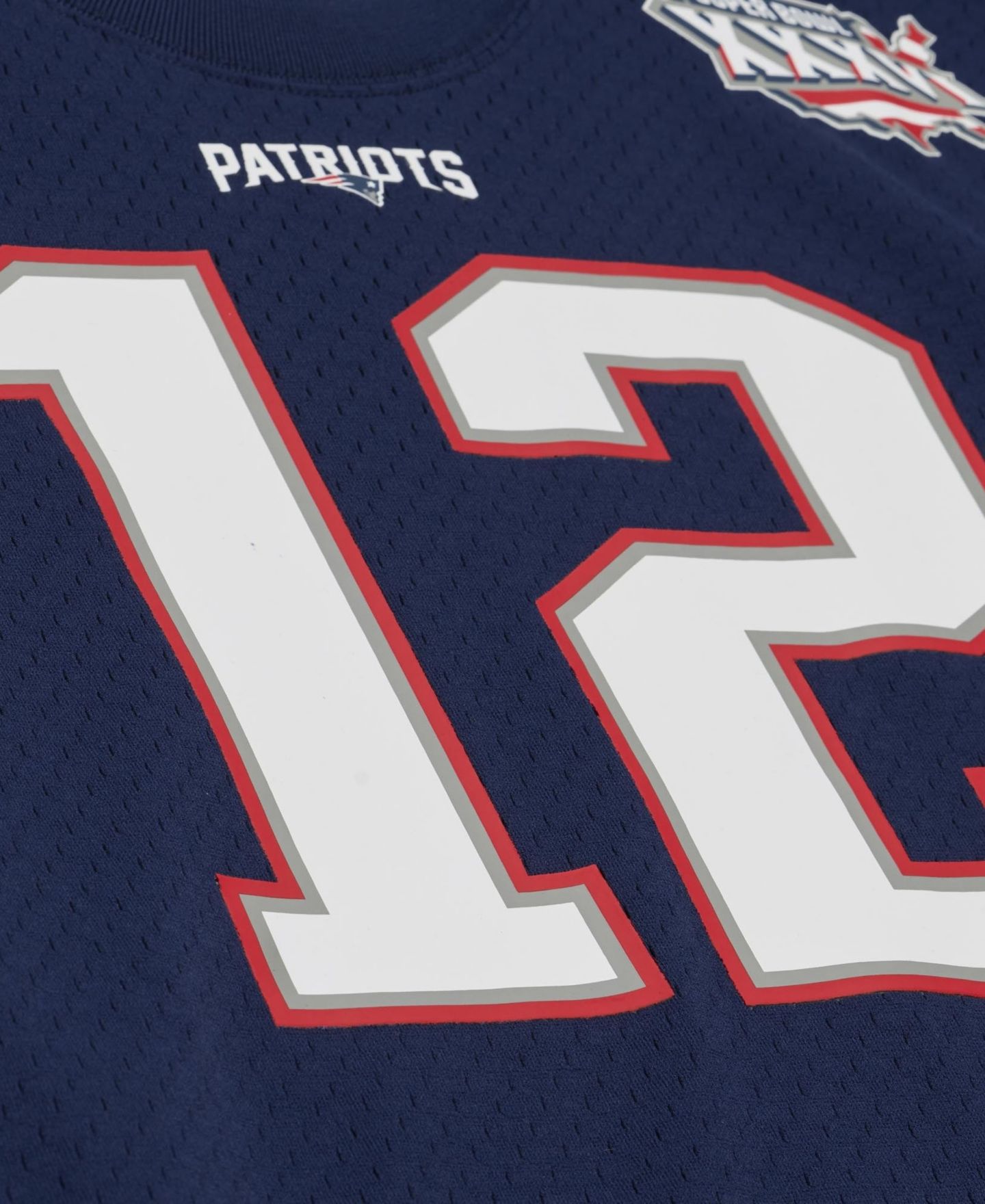 Мужской топ Mitchell & Ness Tom Brady Navy New England Patriots Retired Player Name & Number Mesh — фото 5