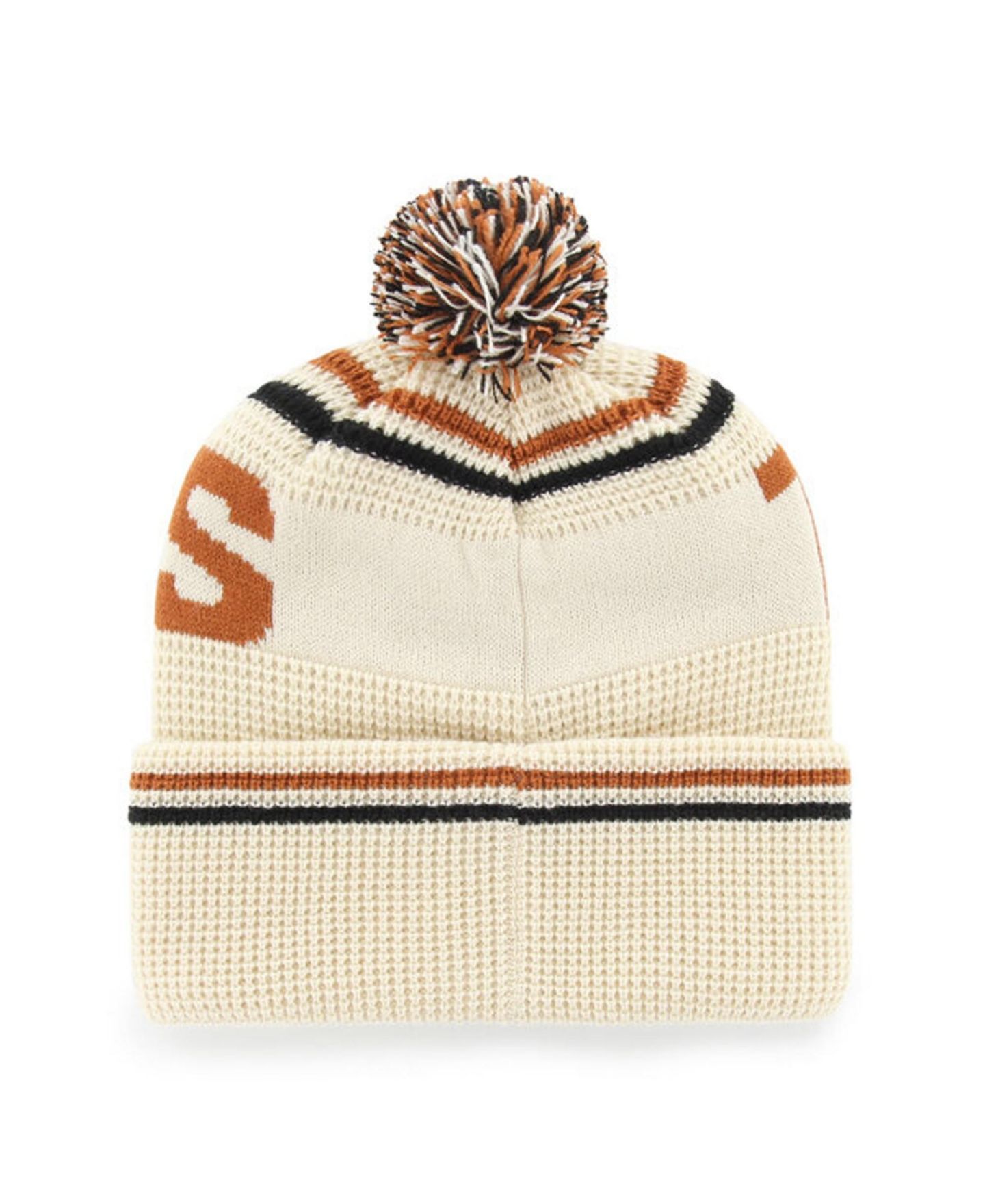 Головной убор '47 Brand Cream Texas Longhorns Quattrle Waffle Cuffed Knit Pom Hat — фото 2