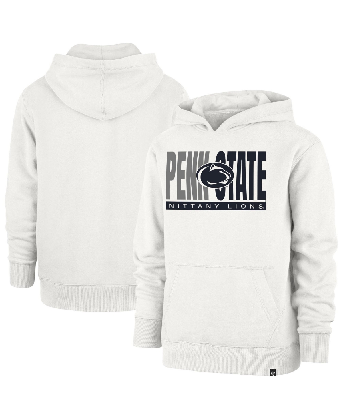 '47 Brand Big Boys' and Girls' Cream Penn State Nittany Lions Block Text Pullover Hoodie - Cream