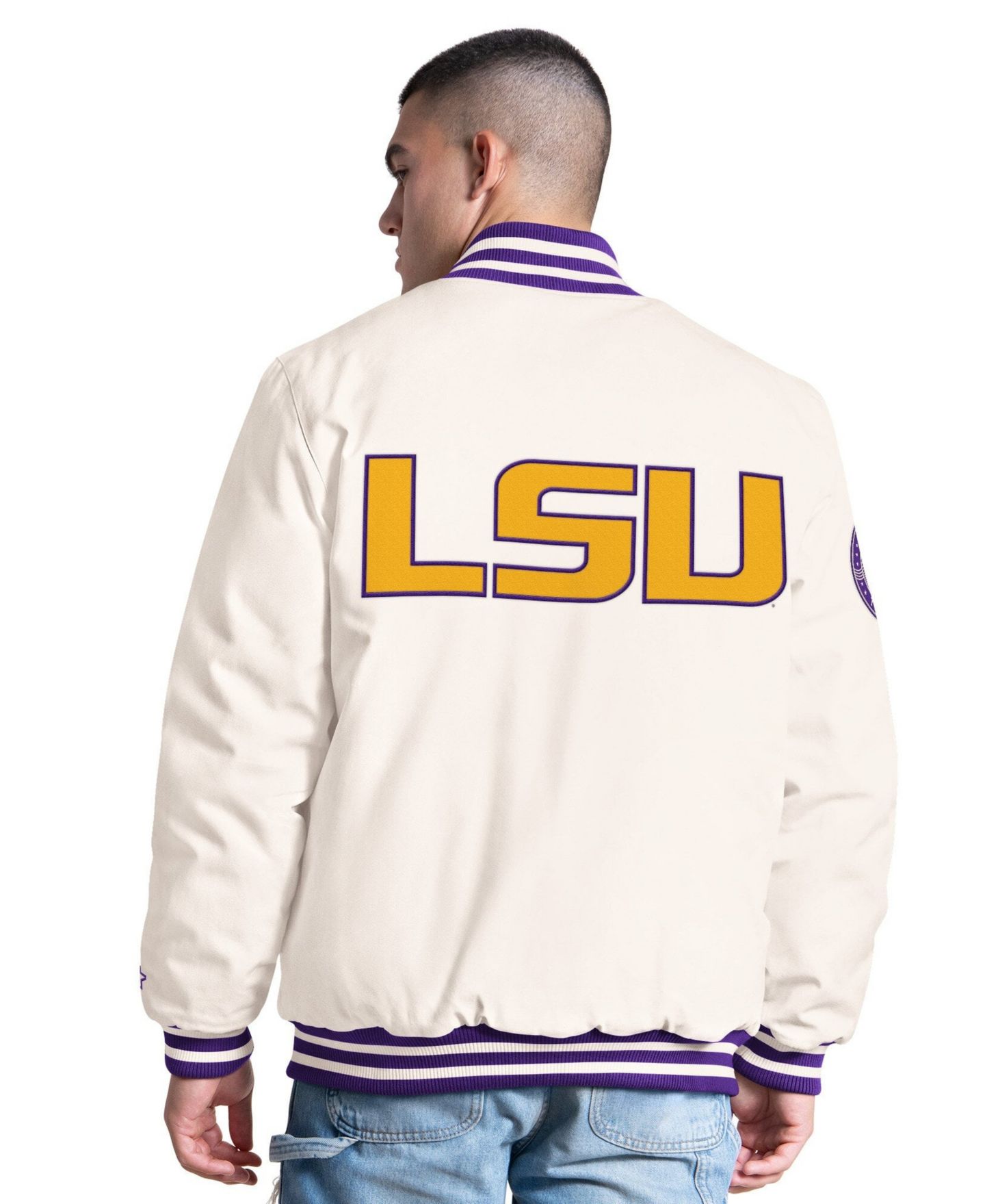 Мужская куртка Starter White LSU Tigers Spectator Varsity Full Snap — фото 2