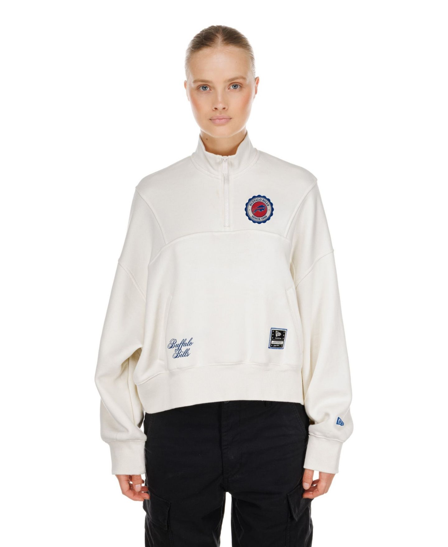 Женский свитер New Era Cream Buffalo Bills Academic Quarter-Zip Pullover — фото 1