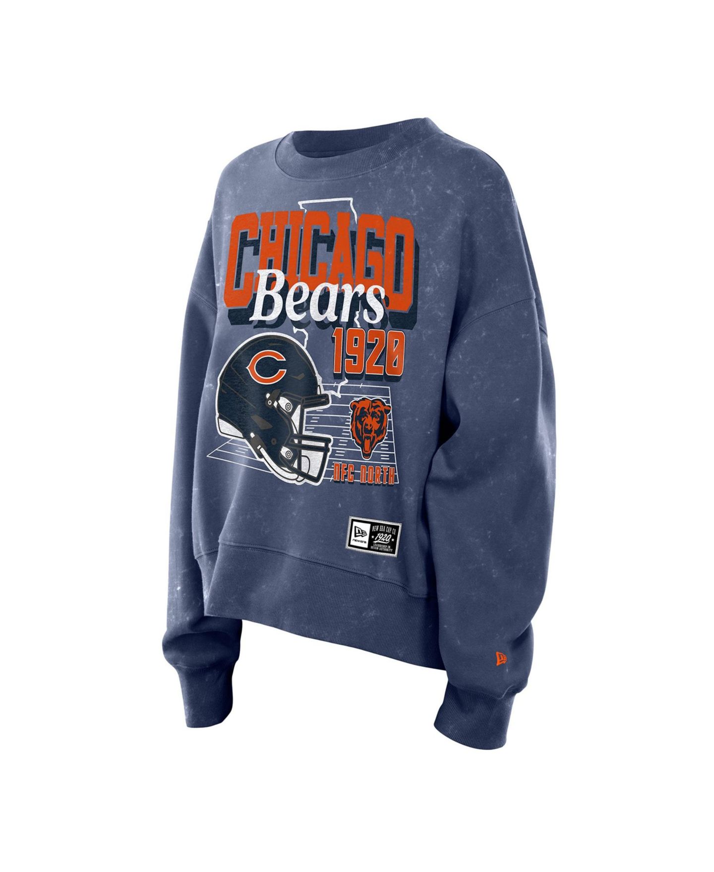 Женская толстовка New Era Navy Chicago Bears Throwback Mineral Wash Boxy Fleece Crewneck — фото 3