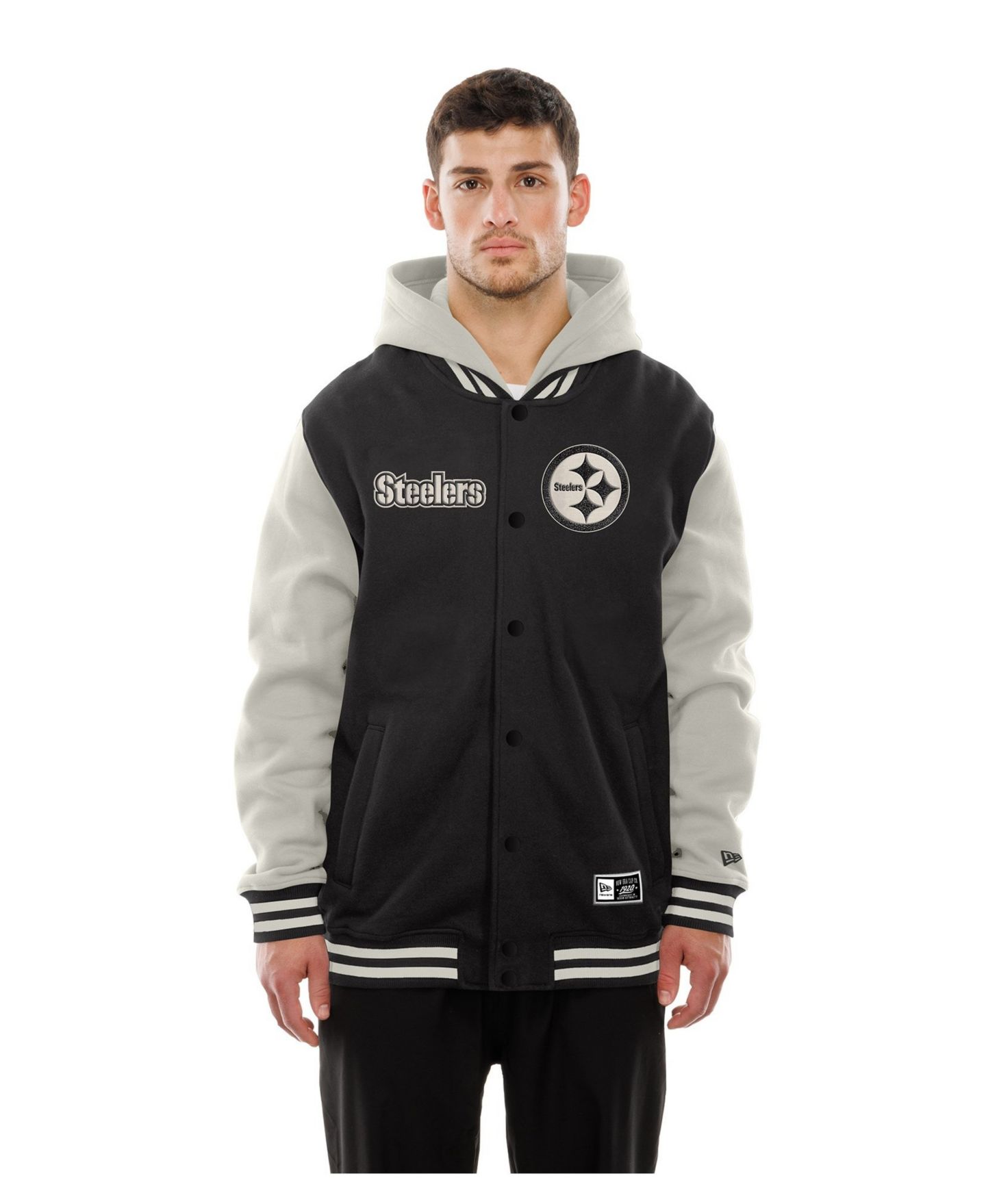 Мужская куртка New Era Black/Gray Pittsburgh Steelers Full-Snap Fleece Hooded — фото 1