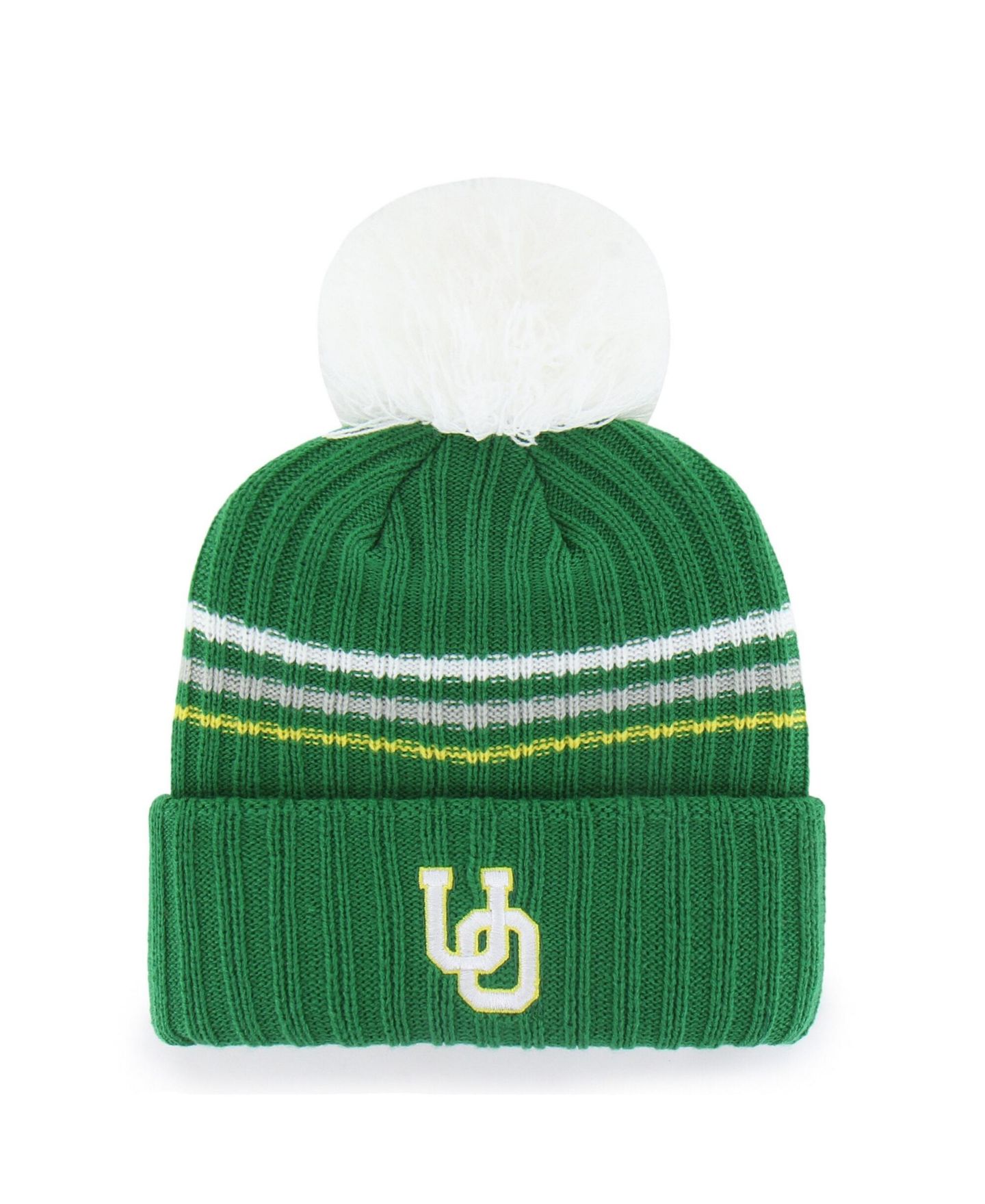 Женская шапка '47 Brand Green Oregon Ducks Seasonal Fuzzy Script Big Pom Knit Hat — фото 2