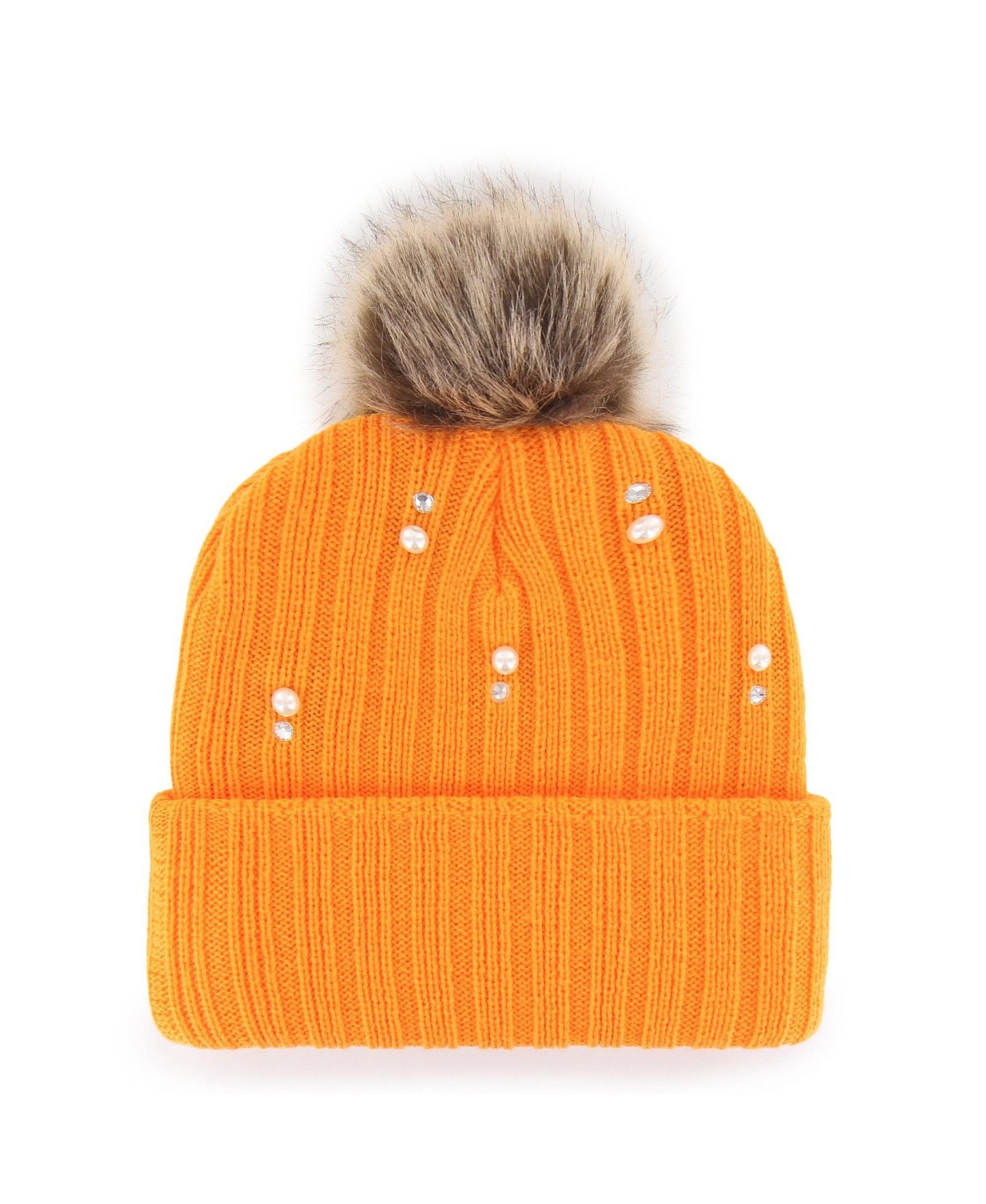 Женский головной убор '47 Brand Tennessee Orange Tennessee Volunteers Imitation Pearl Faux Fur Knit Pom Hat — фото 2