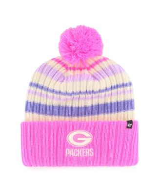 Big Boys' and Girls' Pink Green Bay Packers Snow Fort Cuffed Knit Pom Hat