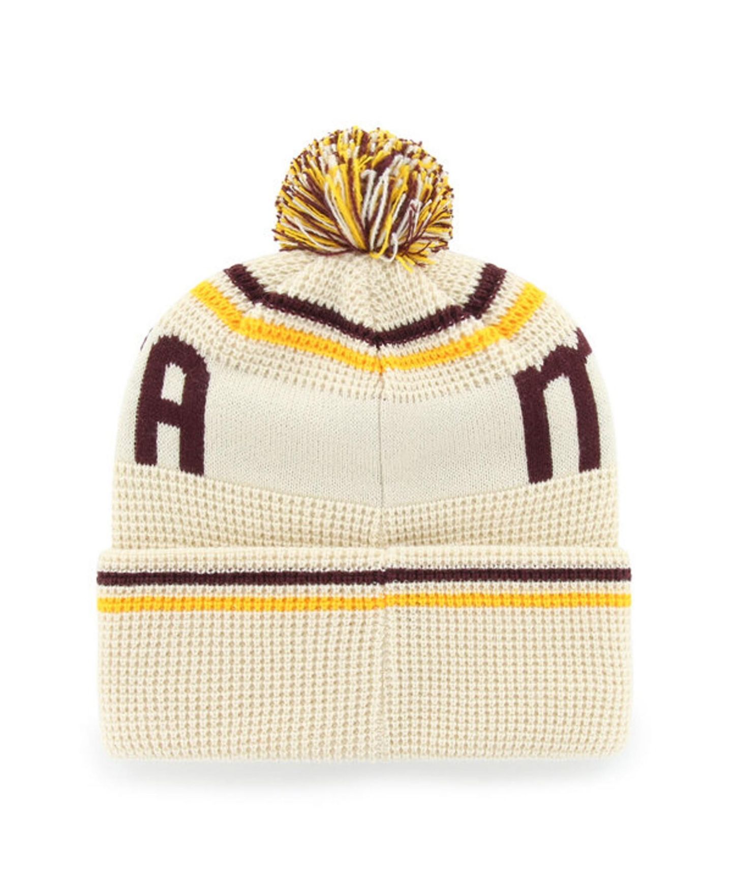 Головной убор '47 Brand Cream Minnesota Golden Gophers Quattrle Waffle Cuffed Knit Pom Hat — фото 2