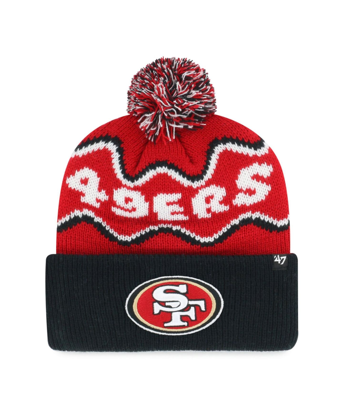 Женская шапка '47 Brand Preschool Scarlet San Francisco 49ers Squiggle Script Cuffed Knit Hat — фото 1