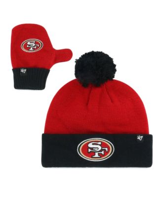 Toddler Scarlet San Francisco 49ers Bam Bam Cuffed Knit Pom Hat & Mittens Set