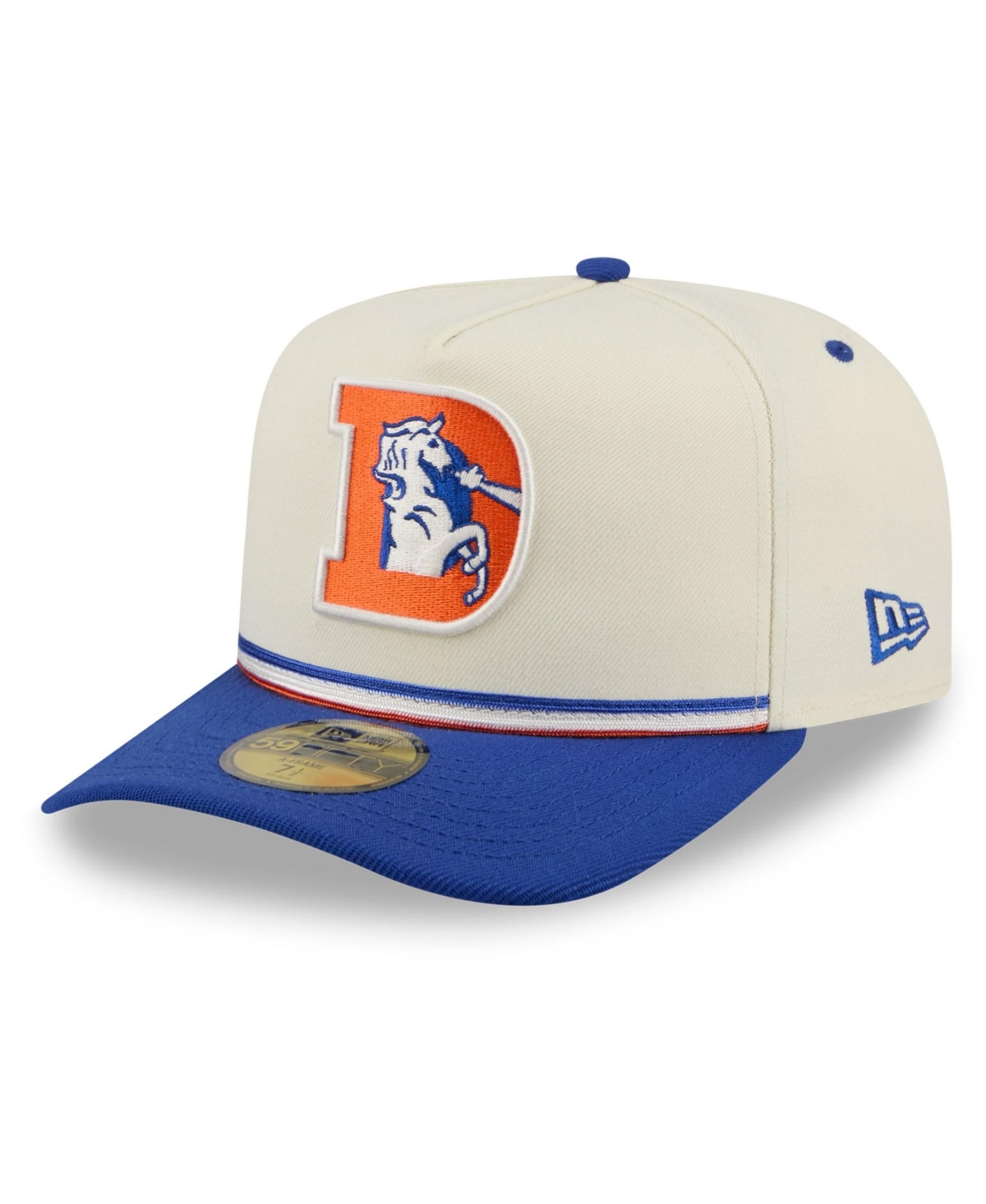 New Era Men's Cream/Royal Denver Broncos Throwback A-Frame 59FIFTY Fitted Hat - Cream, Royal