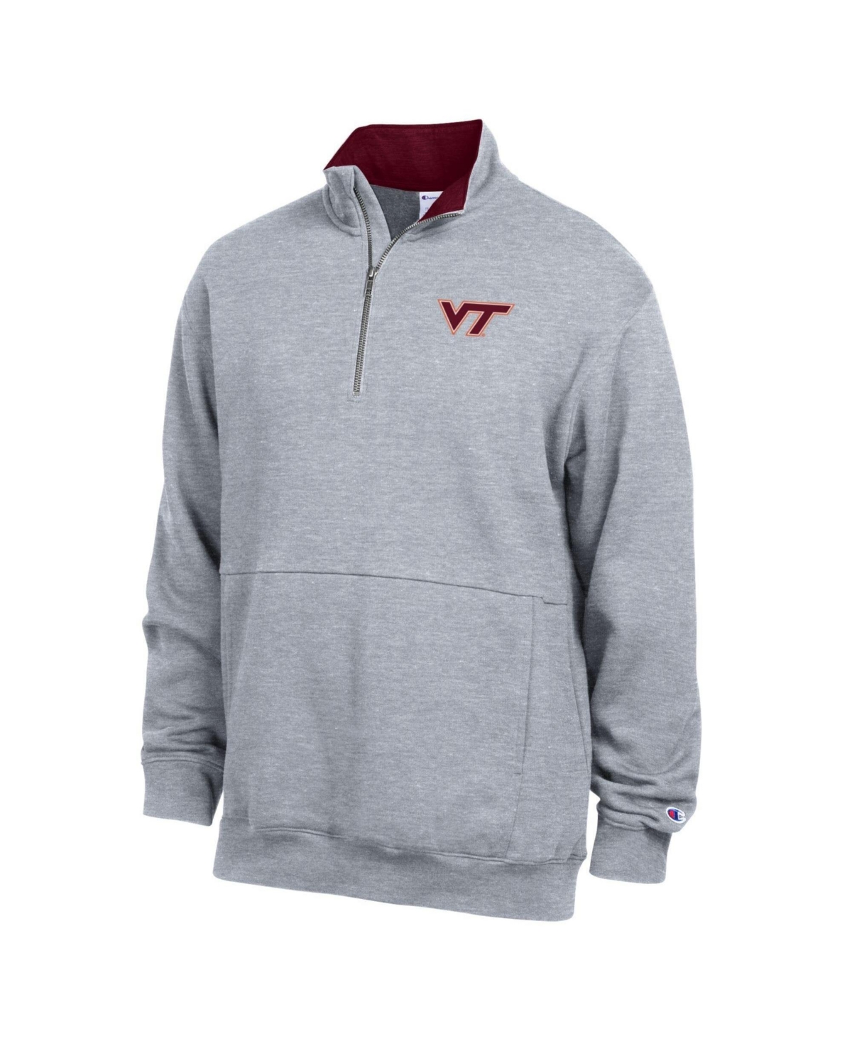 Champion Men's Heather Gray Virginia Tech Hokies Fleece Quarter-Zip Pullover - Heather Gray