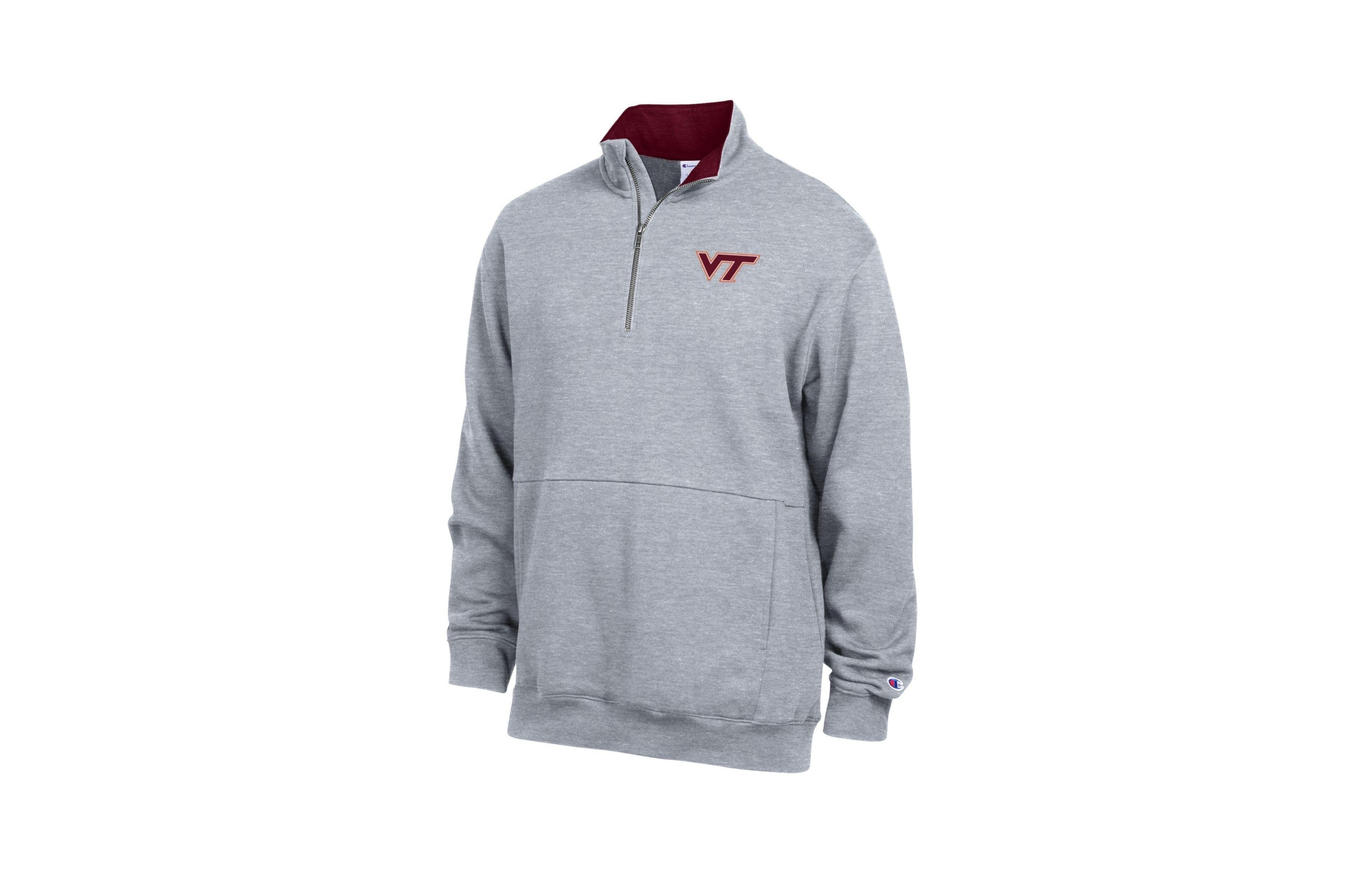 Champion Men's Heather Gray Virginia Tech Hokies Fleece Quarter-Zip Pullover