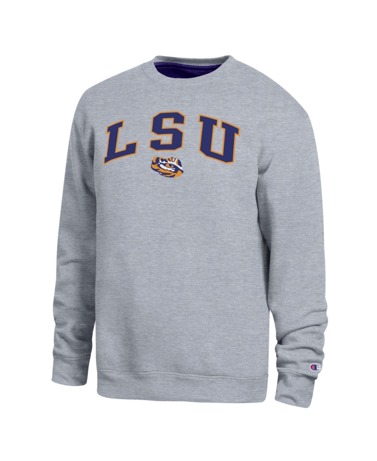 Champion Men's Heather Gray Lsu Tigers Arch Sweatshirt - Heather Gray