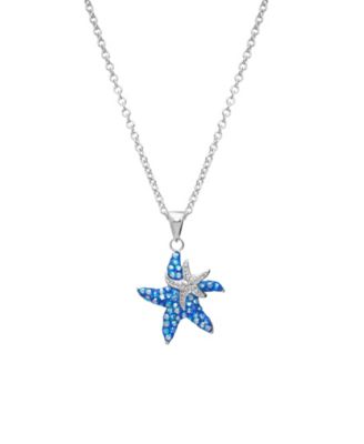 Silver-Tone Crystal Starfish Pendant Necklace