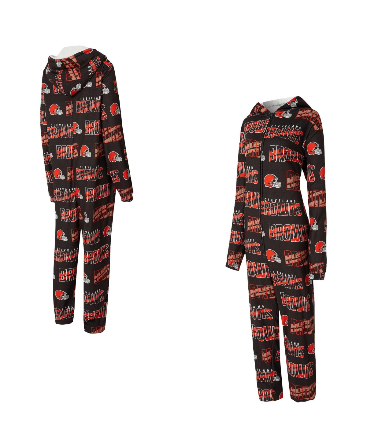 Concepts Sport Women's Brown Cleveland Browns Roadway Allover Print Microfleece Full-Zip Union Suit - Brown