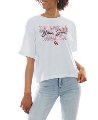 Women's White Oklahoma Sooners Slogan Boxy Fit Cropped T-Shirt