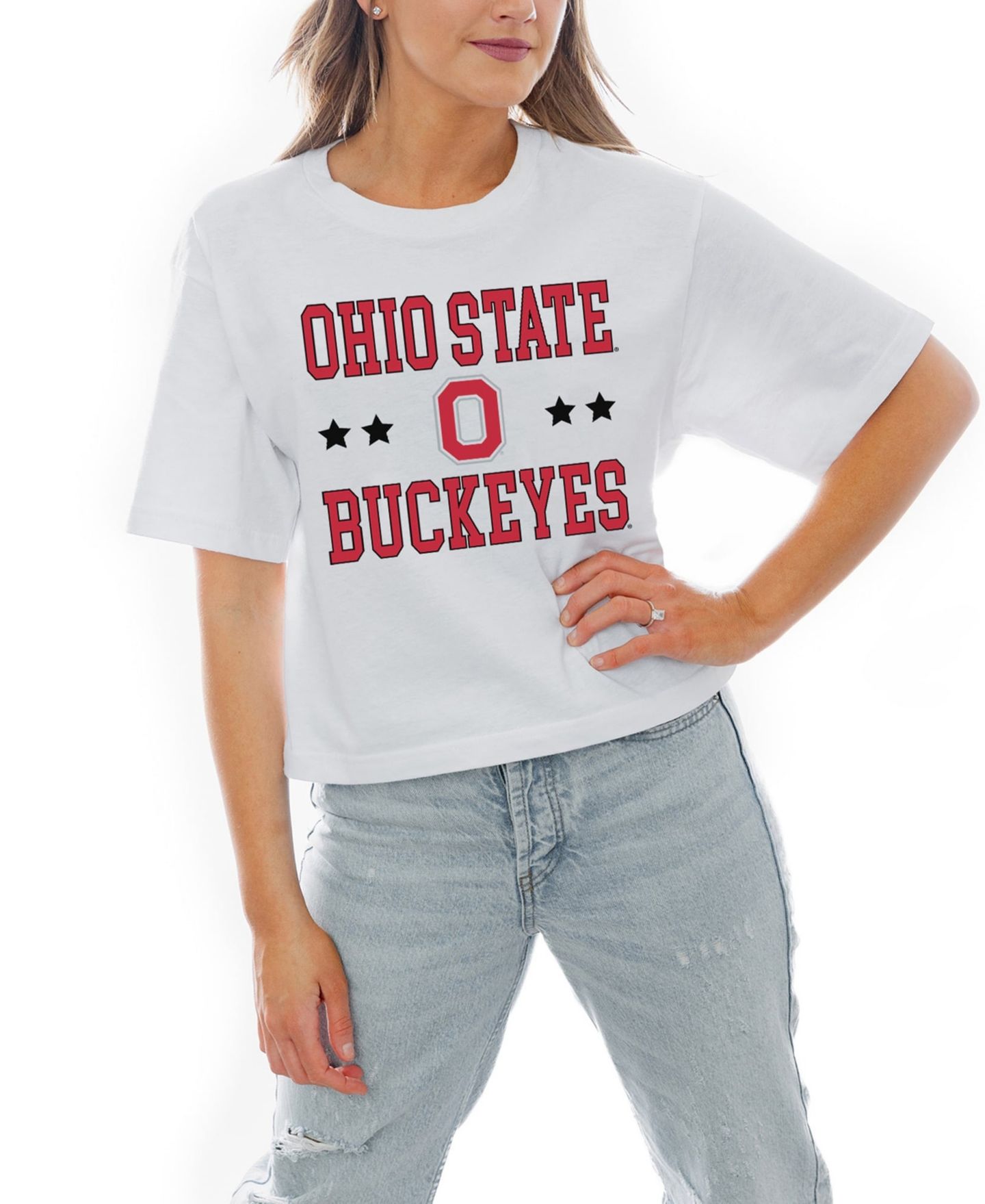 Женская футболка Gameday Couture White Ohio State Buckeyes Stars Boxy Fit Cropped — фото 1