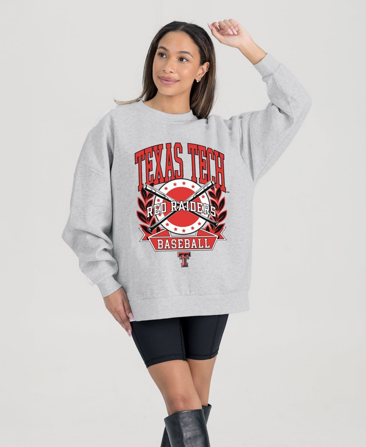 Gameday Couture Women's Gray Texas Tech Red Raiders Baseball Premium Fleece Drop Pullover Sweatshirt - Gray