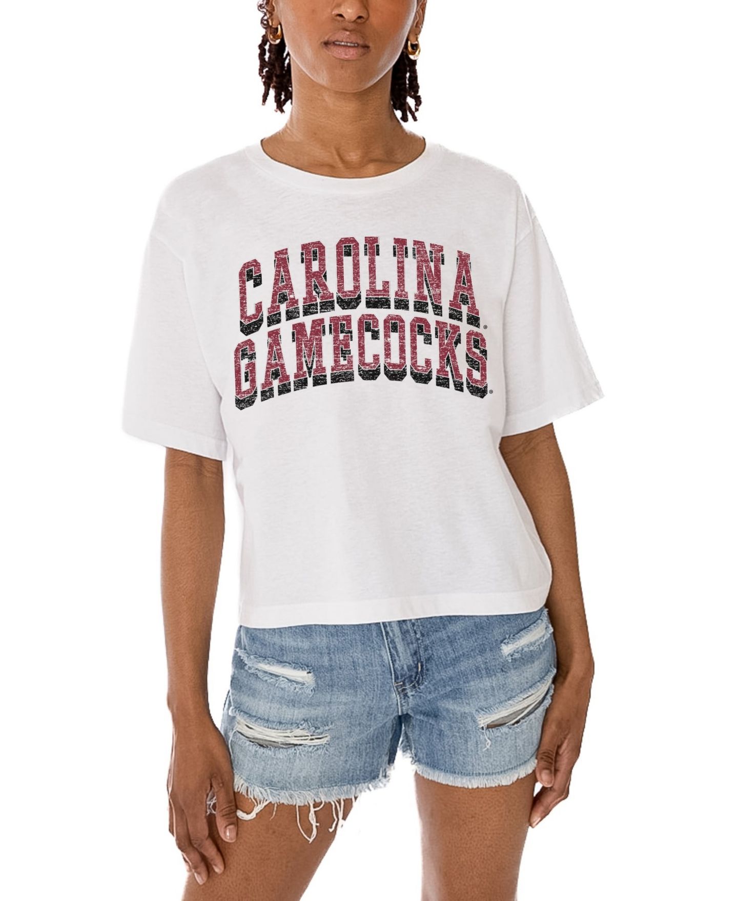 Женская футболка Gameday Couture White South Carolina Gamecocks Claim To Fame Boxy Cropped — фото 3