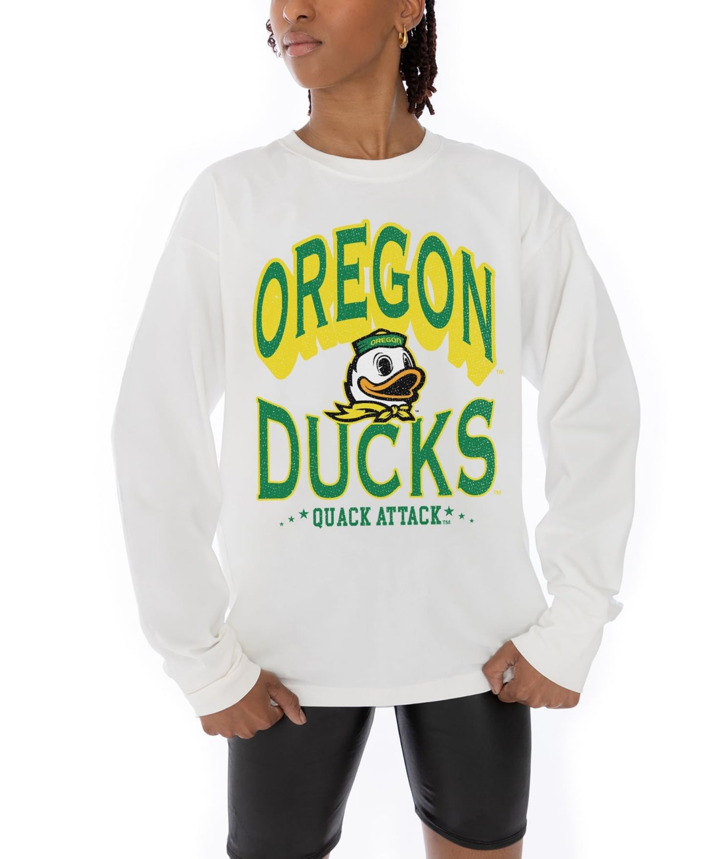 Женская футболка Gameday Couture White Oregon Ducks Midweight Oversized Long-Sleeve — фото 3