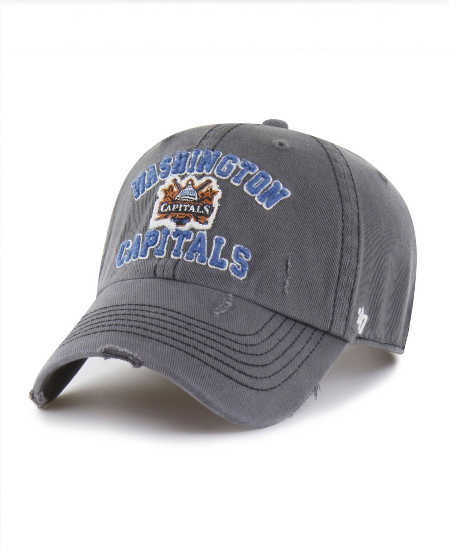 Мужская кепка '47 Brand Black Washington Capitals Seymoore Distressed Applique Clean Up Adjustable Hat — фото 1