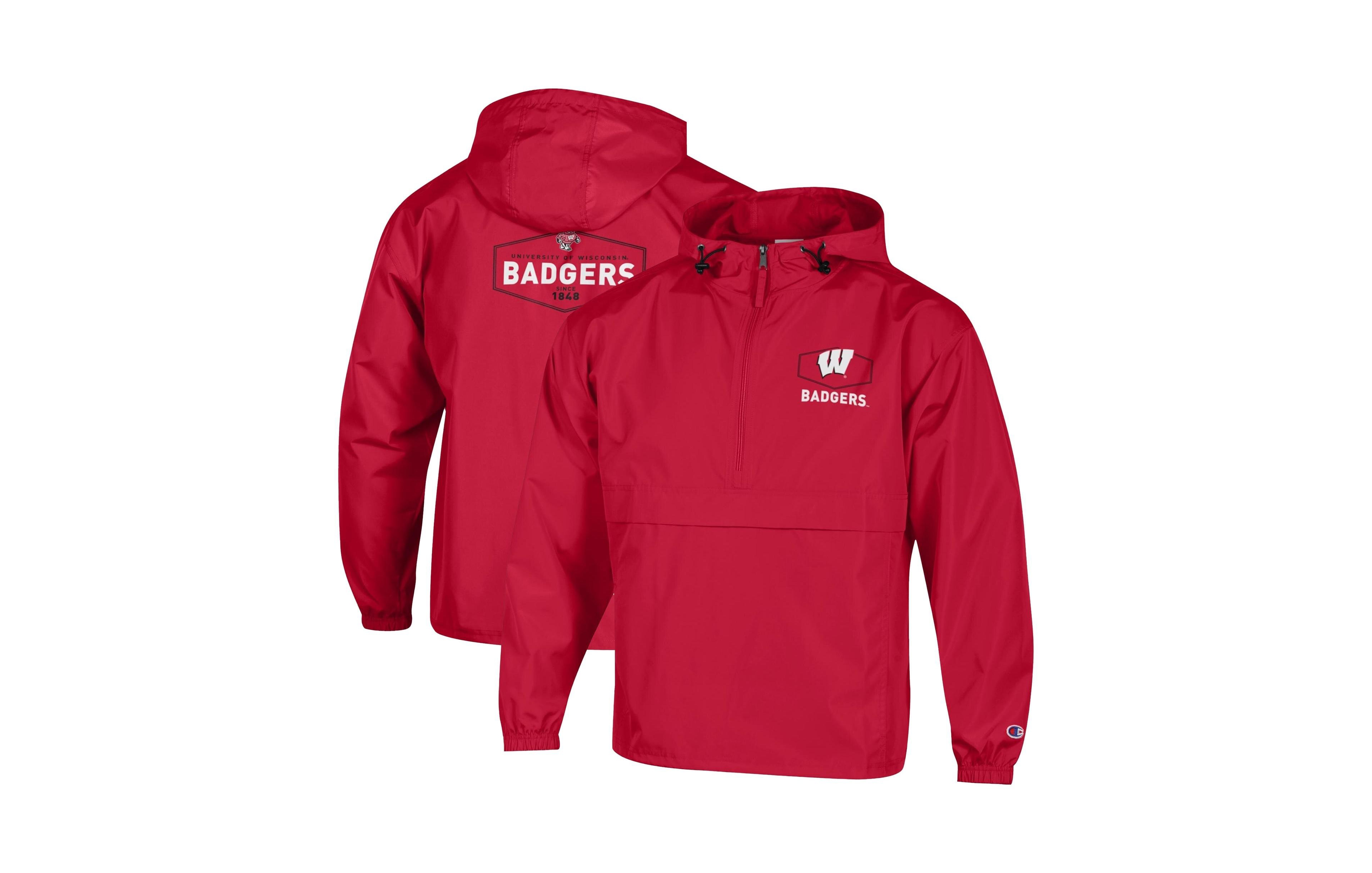 Champion Men's Red Wisconsin Badgers Delay Packable Half-Zip Jacket