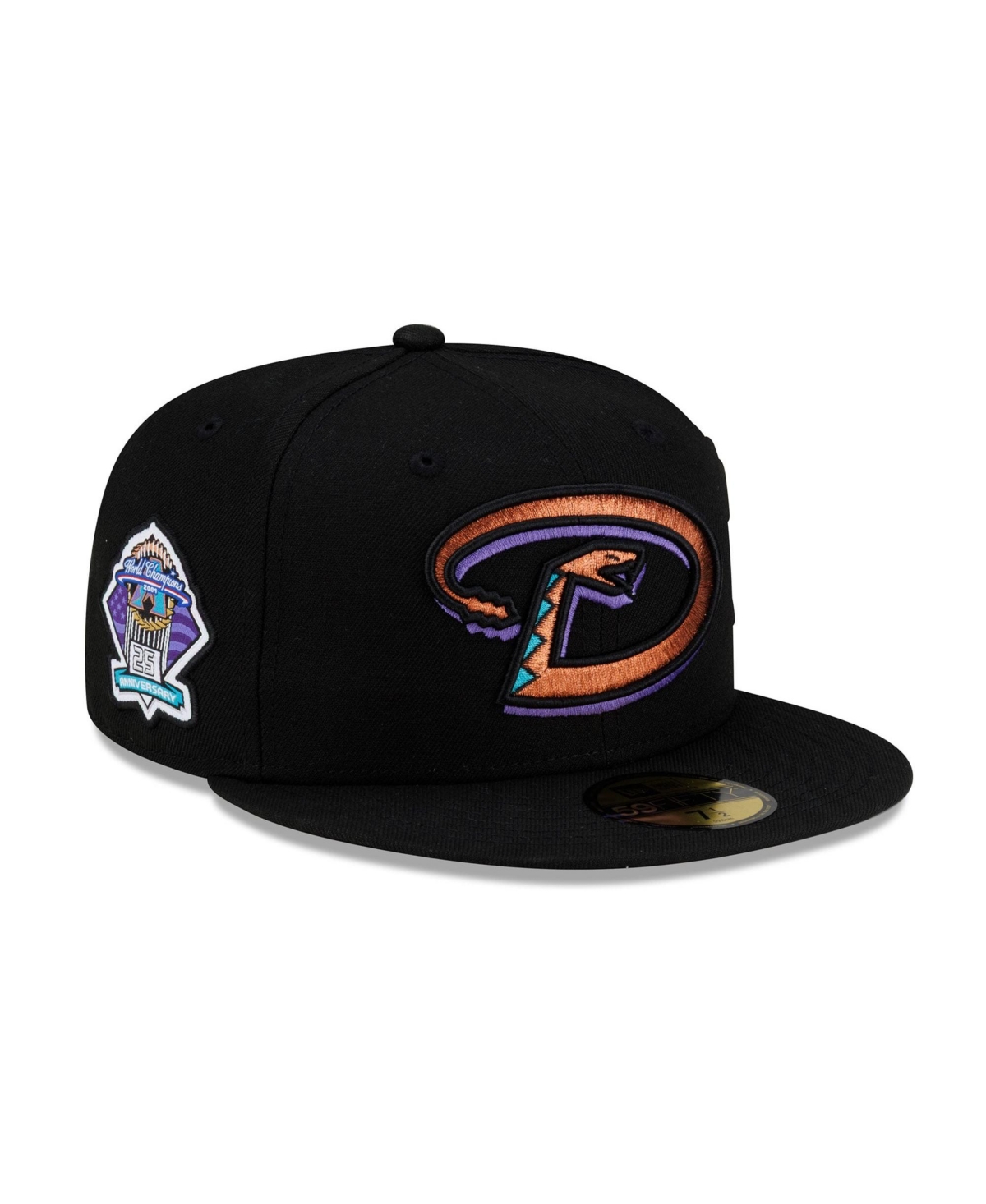 New Era Men's Black Arizona Diamondbacks 2001 World Series Champions 25th Anniversary Side Patch 59FIFTY Fitted Hat - Black