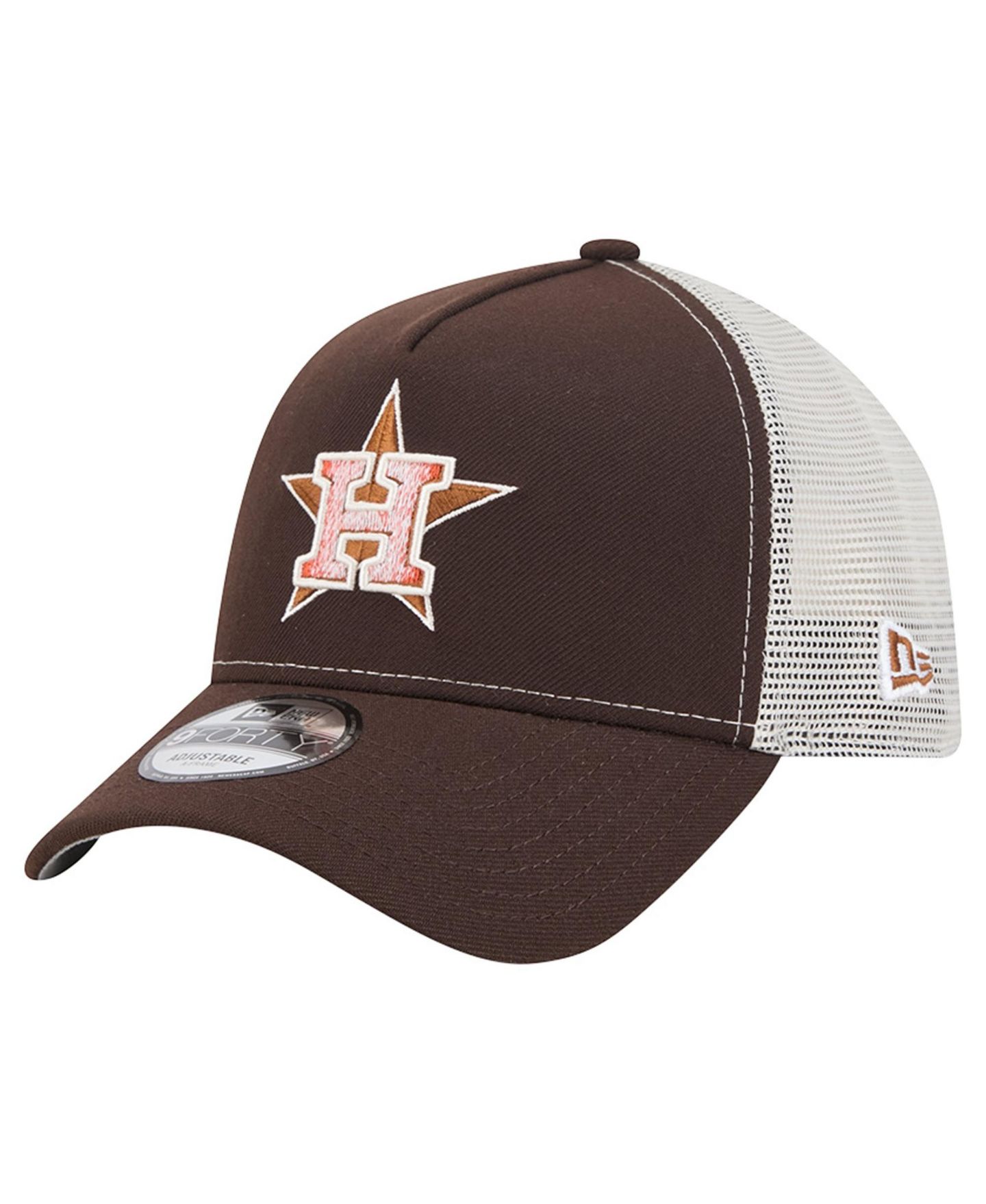 Мужская кепка New Era Brown Houston Astros Pumpkin Spice 9FORTY A-Frame Adjustable Trucker Hat — фото 3