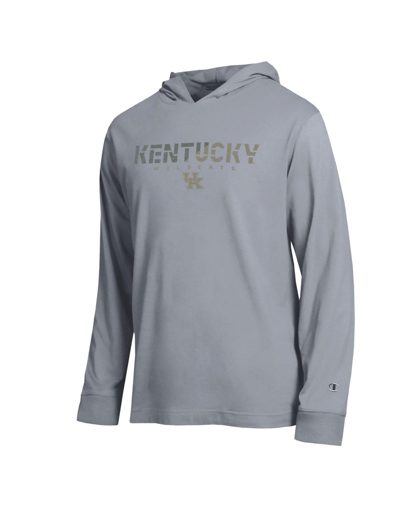Мужская футболка Champion Heather Gray Kentucky Wildcats Operation Hat Trick Flag Hooded Long-Sleeve — фото 2